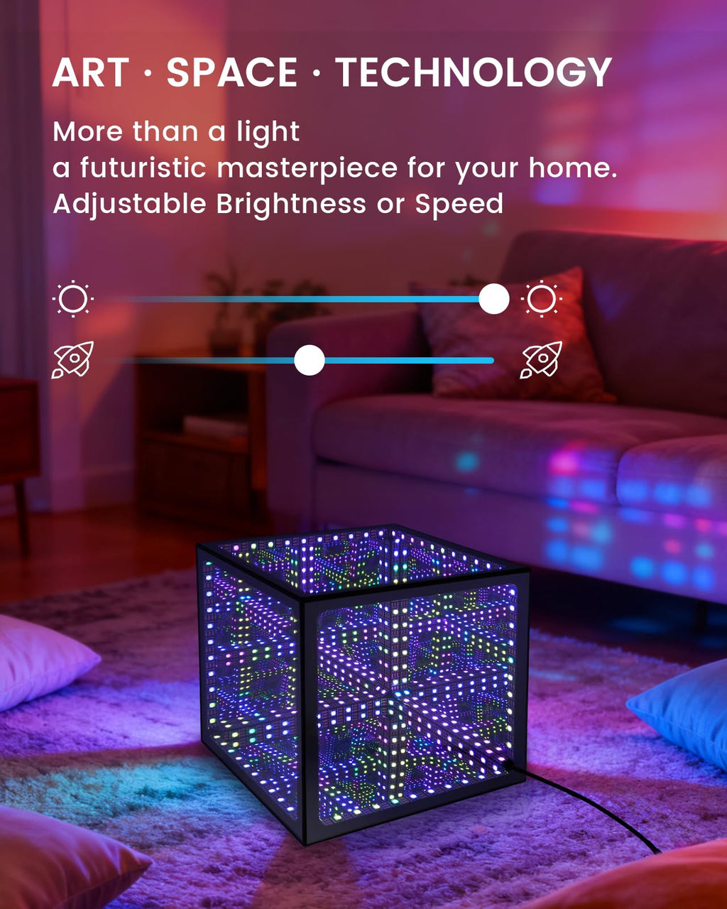Infinity Hyper Cube LED Table Light, Color-Changing Music-Sync APP-Controlled Ambient Light for Gaming, Party, Home (6.5Inches)