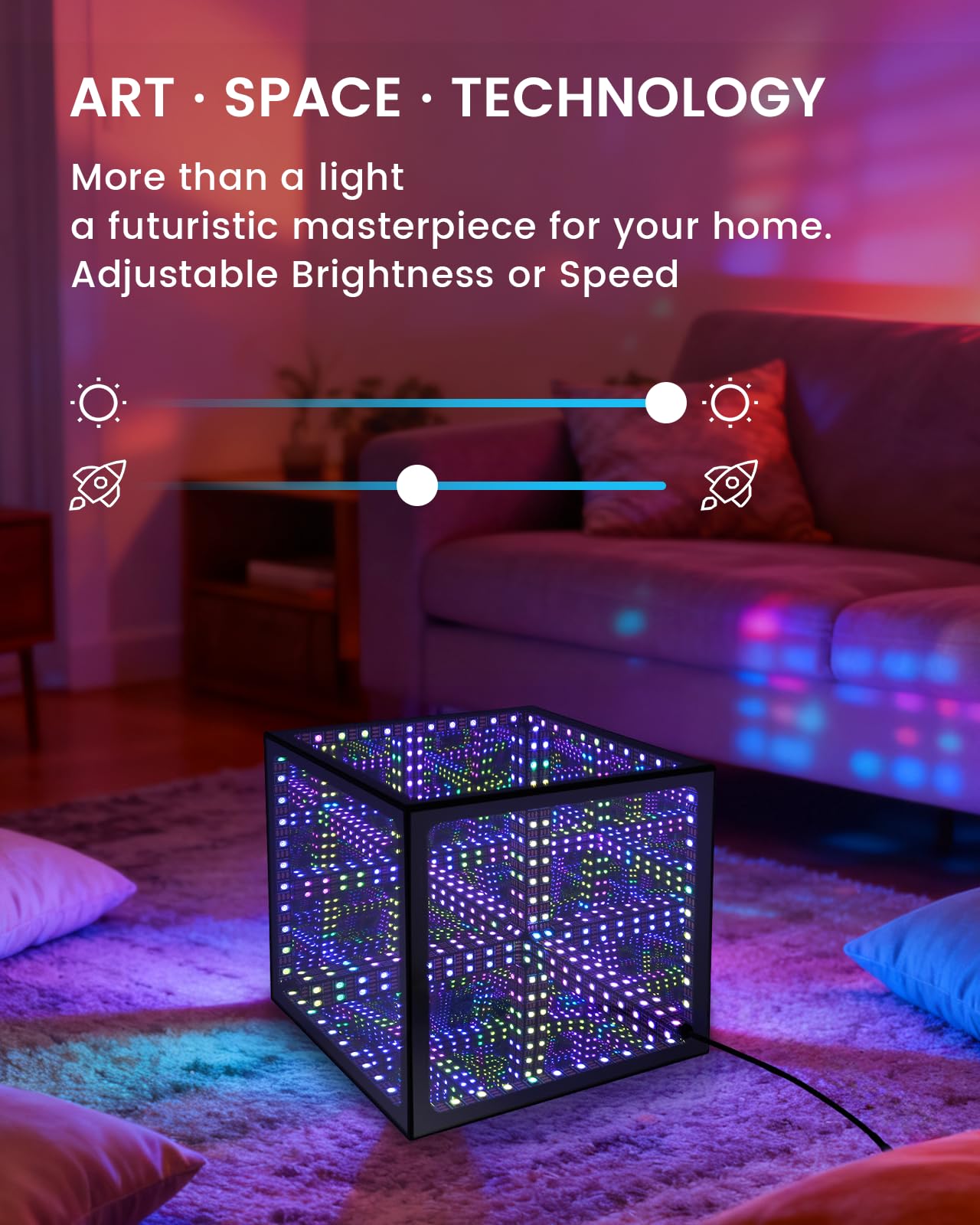 Infinity Hyper Cube LED Table Light, Color-Changing Music-Sync APP-Controlled Ambient Light for Gaming, Party, Home (6.5Inches)