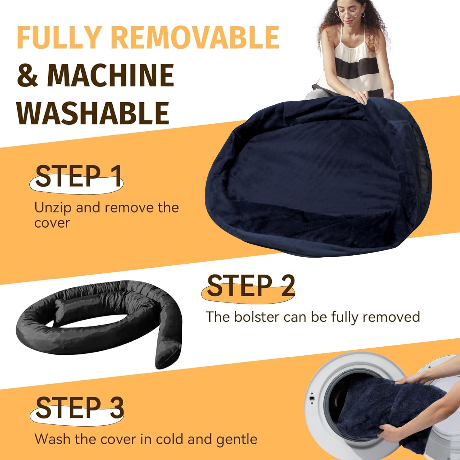 Giant Human Dog Bed for Adults and Pets, 74"x50"x12" Durable Memory Foam for Full-Body Comfort, Waterproof & Machine Washable Cover, Family Shared Lounger for Any Room, Grey