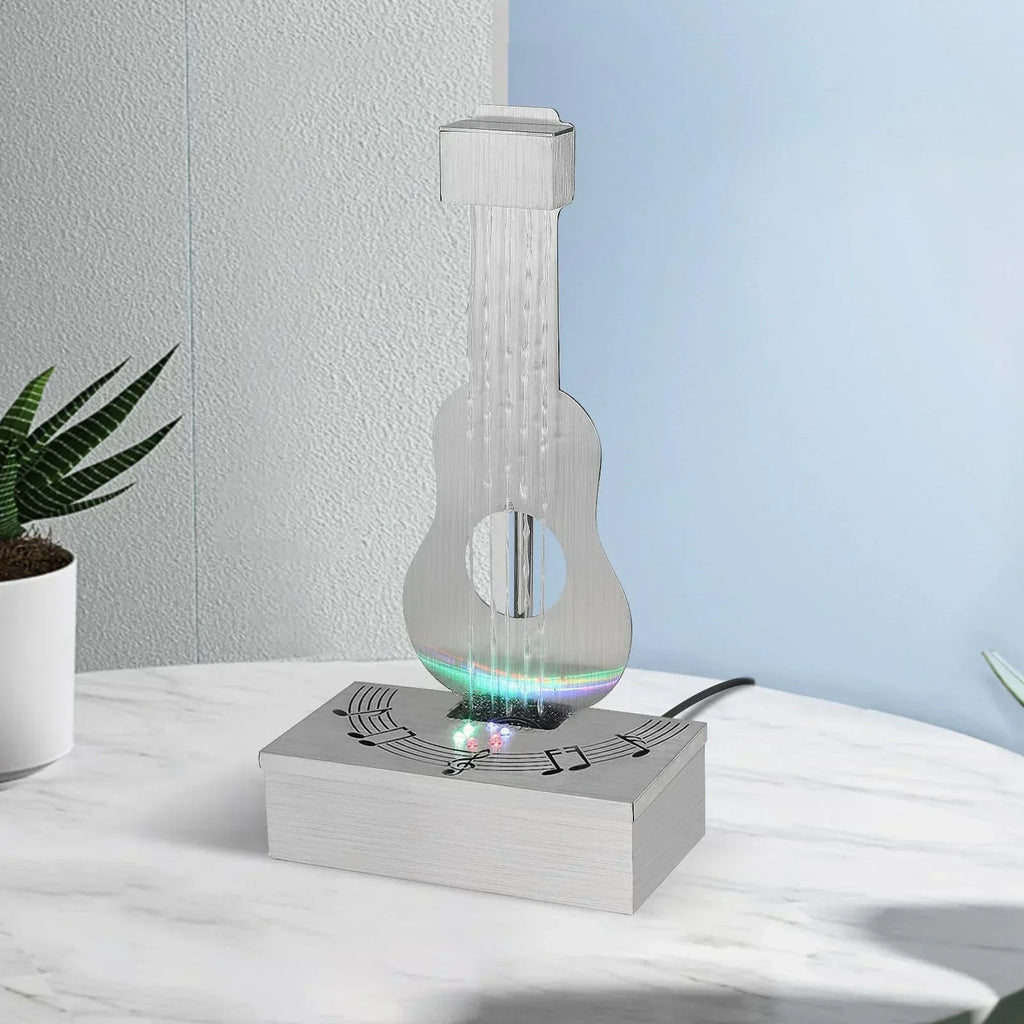 Indoor Tabletop Waterfall Moon Fountain, Home Décor Soothing Rain Sound Meditation Relaxing Fountains, Nature Slate Water Feature with Light for Room Office Desktop Decoration-13 Tall - Unique Gift Market