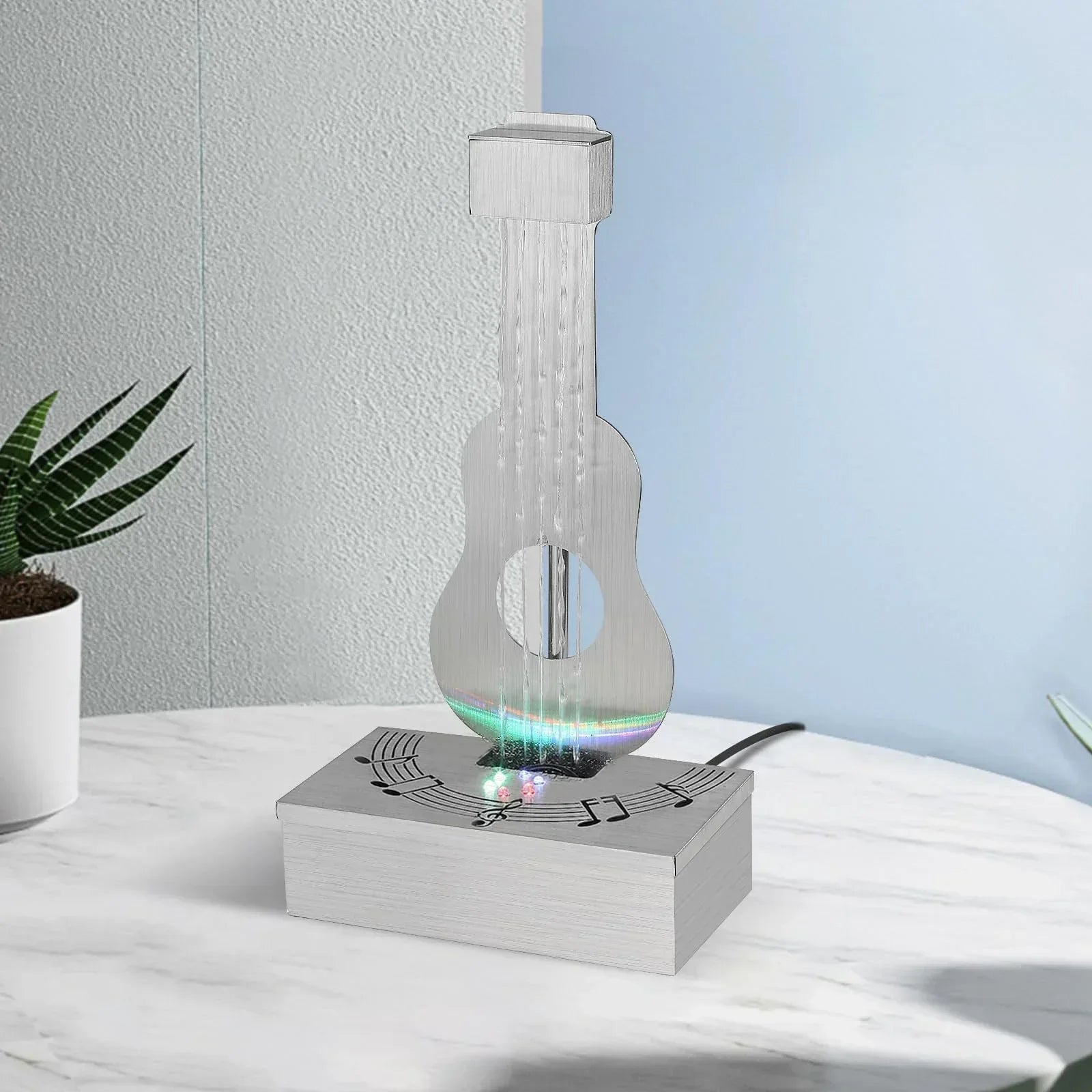 Indoor Tabletop Waterfall Moon Fountain, Home Décor Soothing Rain Sound Meditation Relaxing Fountains, Nature Slate Water Feature with Light for Room Office Desktop Decoration-13 Tall - Unique Gift Market
