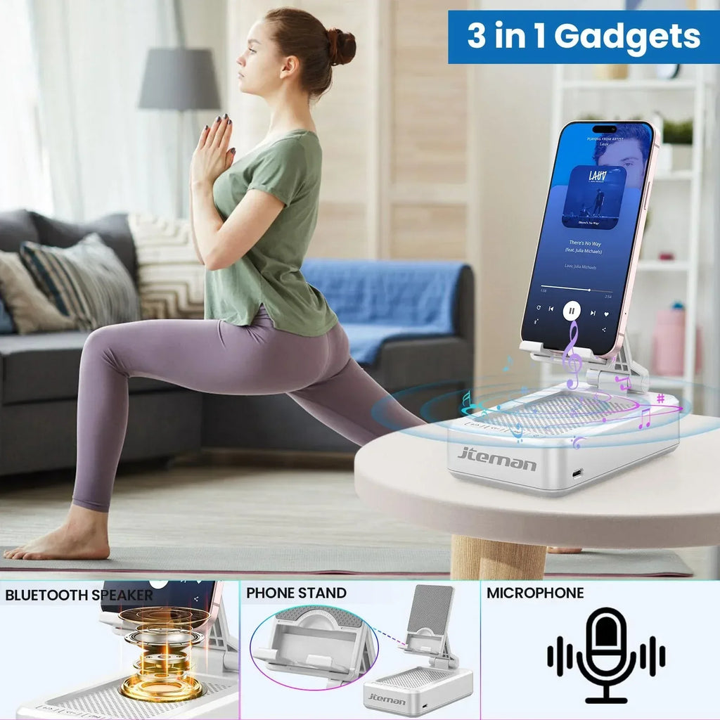 Cell Phone Stand with Wireless Bluetooth Speaker and Anti-Slip Base HD Surround Sound Perfect for Home and Outdoors with Bluetooth Speaker for Desk Compatible with iPhone/ipad/Samsung Galaxy - Unique Gift Market