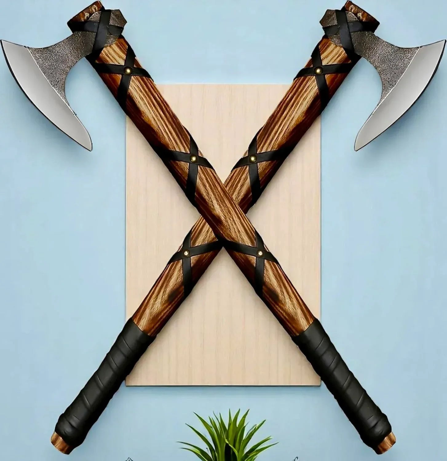 Poshland AX-7001 Custom Gift Forged Carbon Steel Viking Axe with Rose Wood Shaft, Double Edge Axe - Unique Gift Market