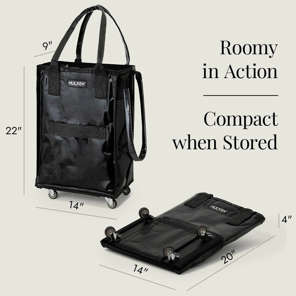 (Medium, Rose Gold) Reusable Grocery Bag On Wheels, Shopping Trolley, Rolling Tote, Zipper Closure, Lightweight, Carries Up to 66 lb, Folds Flat, Unbreakable Handles - Unique Gift Market