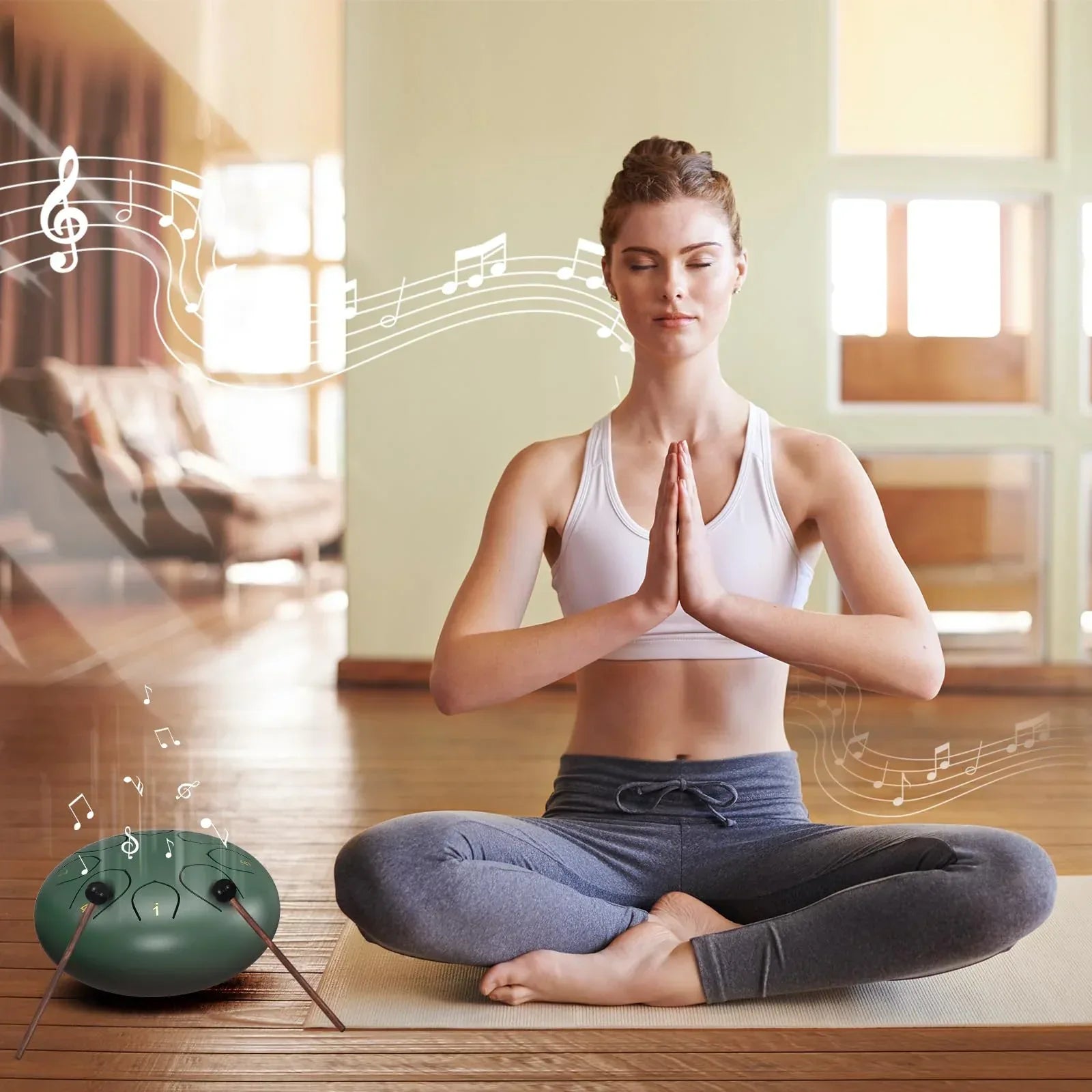 Rain Drum for Outside Garden, 6 Inches 8 Notes Steel Tongue Chakra Drums, Waterproof Meditation Rain Chime, Musical Instruments for Adult Gift with Bag, Music Book, Drum Mallets (Green) - Unique Gift Market