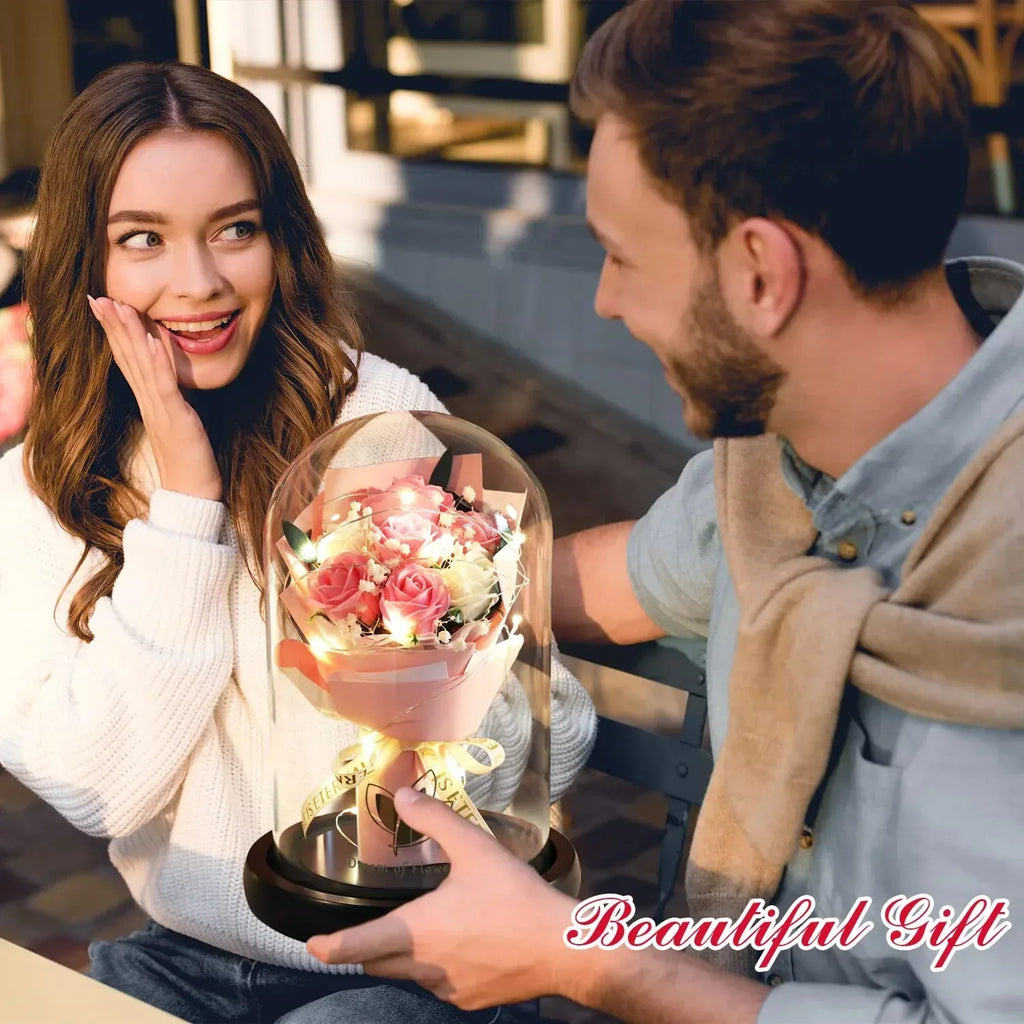 Valentines Day Gifts for Her,Valentines Flower Gifts for Women,Rose in Glass Dome with 2 Light Modes,Light Up Rose Flowers,Valentines Anniversary Birthday Gifts for Women, Mom, Wife, Girlfriend - Unique Gift Market