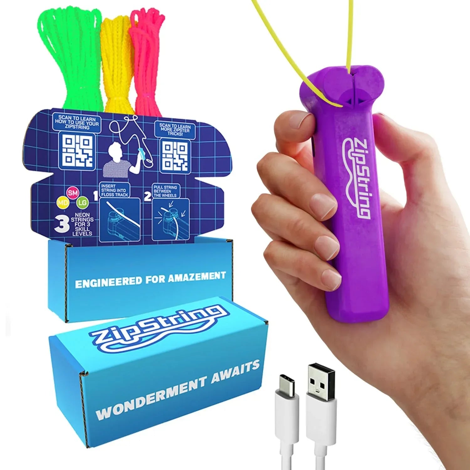 ZipString Original - As Seen on Shark Tank - Classic Rope Launcher Toy, Perfect for Kids & Adults - Fly a String Loop in The Air for Endless Tricks & Fun, Wonderment Awaits, Rock'it Red - Unique Gift Market