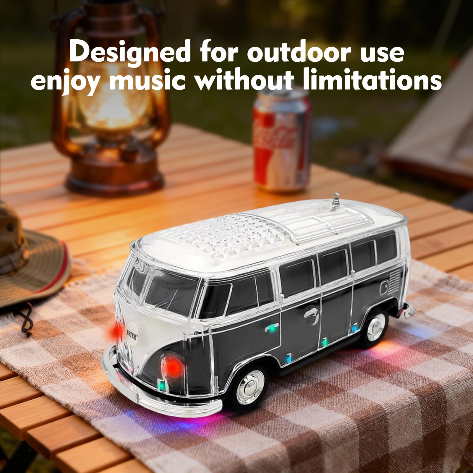 Mini Bus Bluetooth Speaker with Microphone, Portable Speaker Bluetooth, Small Speakers Bluetooth Wireless, LED Light, USB/TF, Car Design, Gift for Men, Men Birthday Gift Ideas (Green)