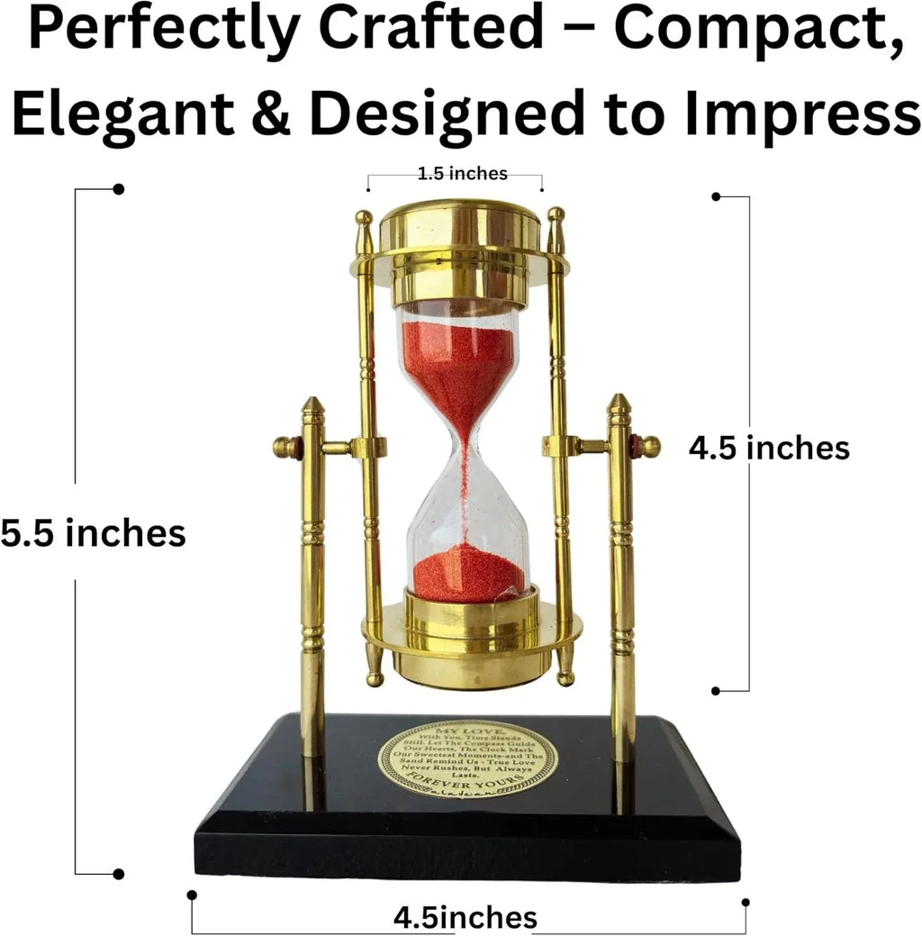 GUAAFA My Love Brass Sandtimer ClockCompass | Romantic Gift for Men Women, Husband Wife, Boyfriend Girlfriend - Engraved Quote - Unique Gift Market