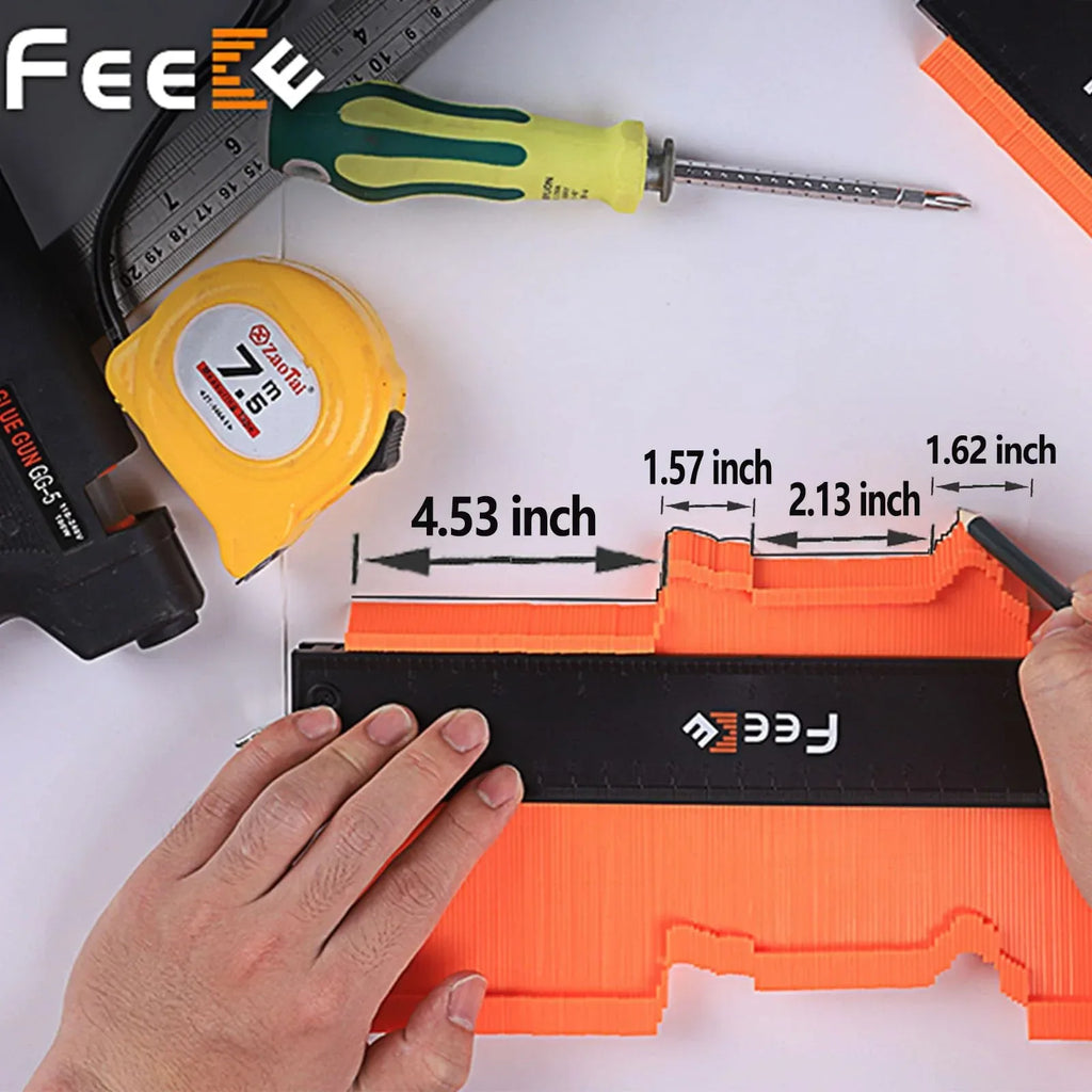 Contour Gauge (12+5 Inch) with Lock, Super Contour Duplicator Gauge Shape and Outline Tool for Woodworking Birthday Gifts for Men Dad Husband Him Tools for Men Construction Ruler Outline Angle Tool - Unique Gift Market