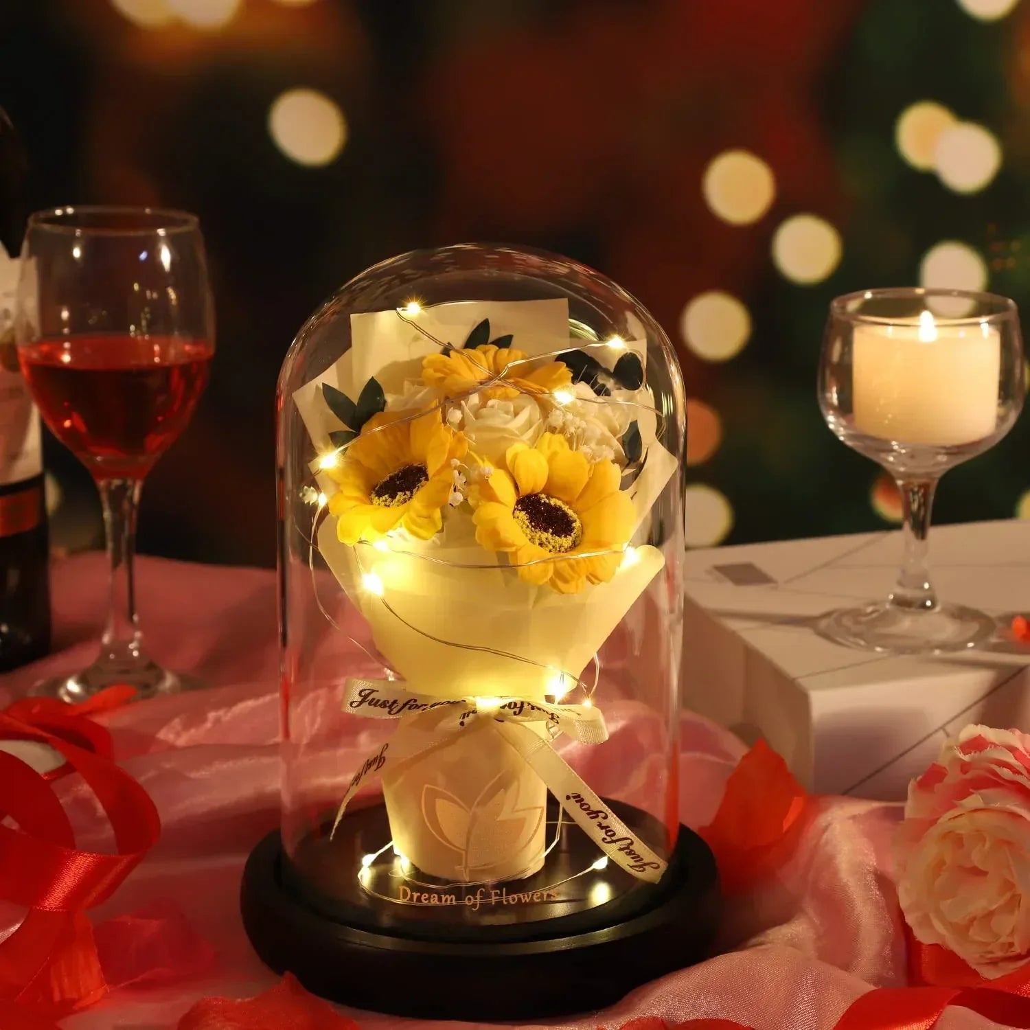 Valentines Day Gifts for Her,Valentines Flower Gifts for Women,Rose in Glass Dome with 2 Light Modes,Light Up Rose Flowers,Valentines Anniversary Birthday Gifts for Women, Mom, Wife, Girlfriend - Unique Gift Market