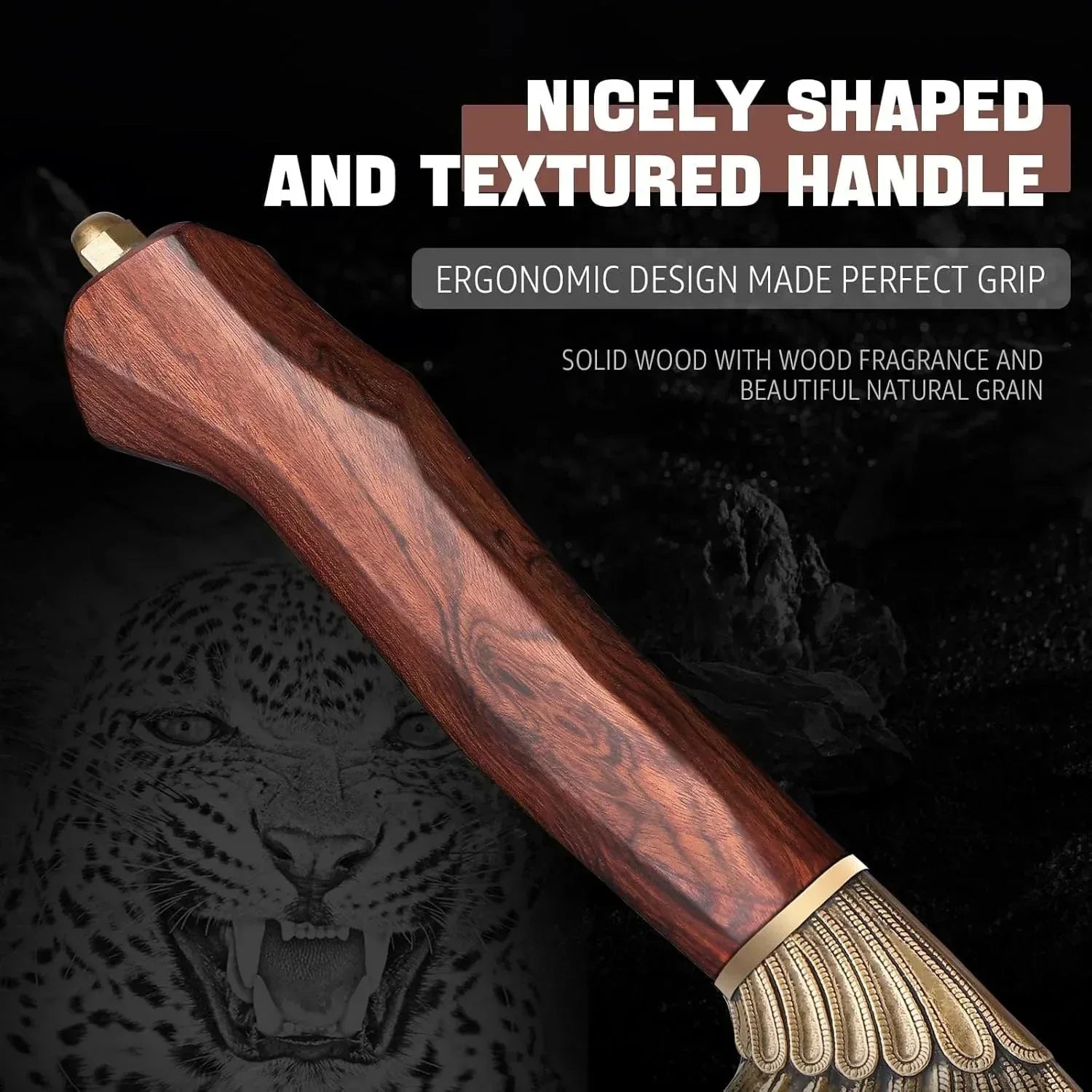 TIVOLI Ulu Knife 9-inch Pizza Cutter Axe, Viking Butcher Cleaver Knife, German 1.4116 Super Steel Rose Wooden Handle with Sheath & Box, Mincing Meat Vegetable Rocking Knives Birthday Gift Men Women - Unique Gift Market