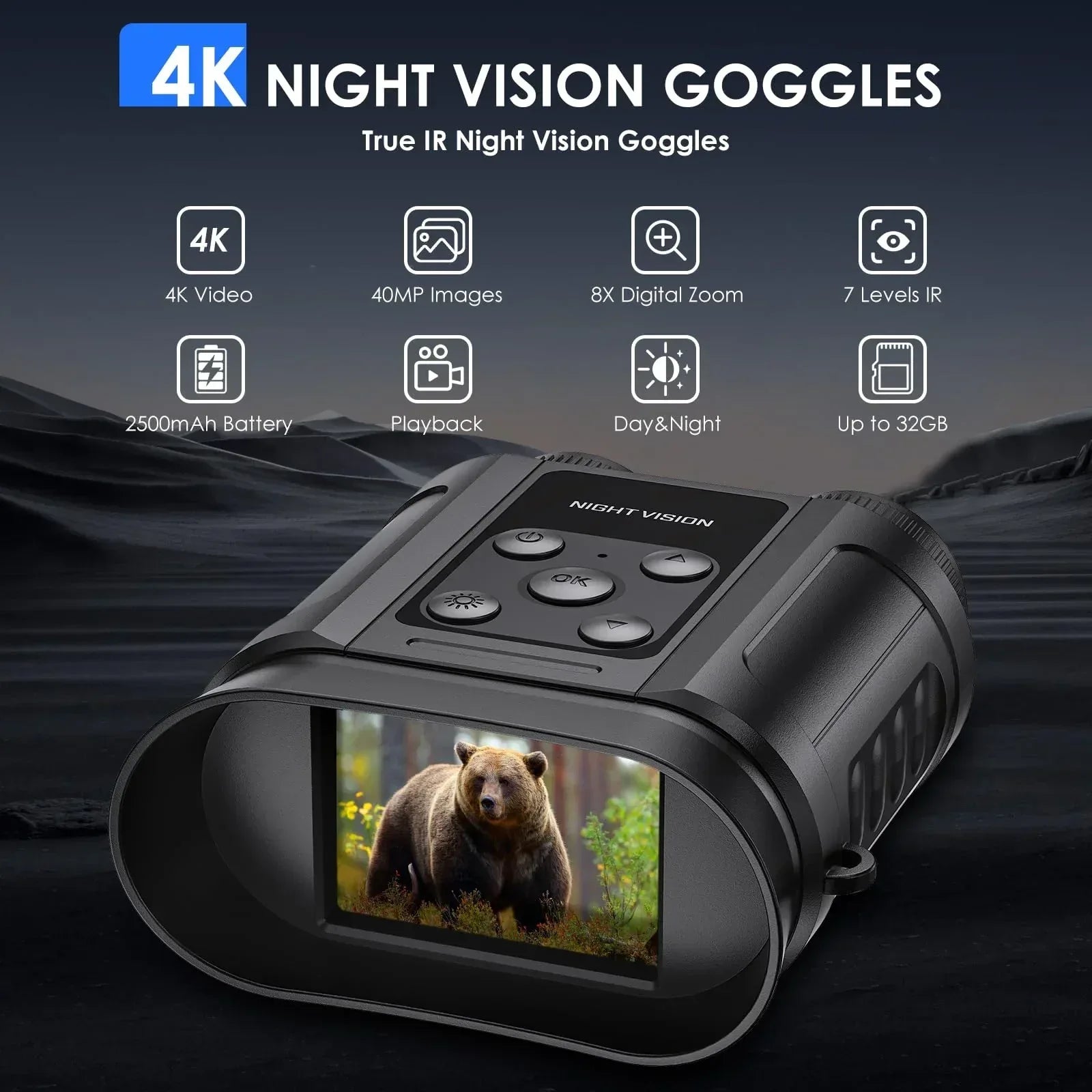 Gifts for Men and Teen Boys,Night Vision Goggles,Compact Night Vision Binoculars,32GB Card Included, Photo/Video Capture,Outdoor Tools for Education, Wildlife Watching,Gifts for Boy,Men,Father - Unique Gift Market