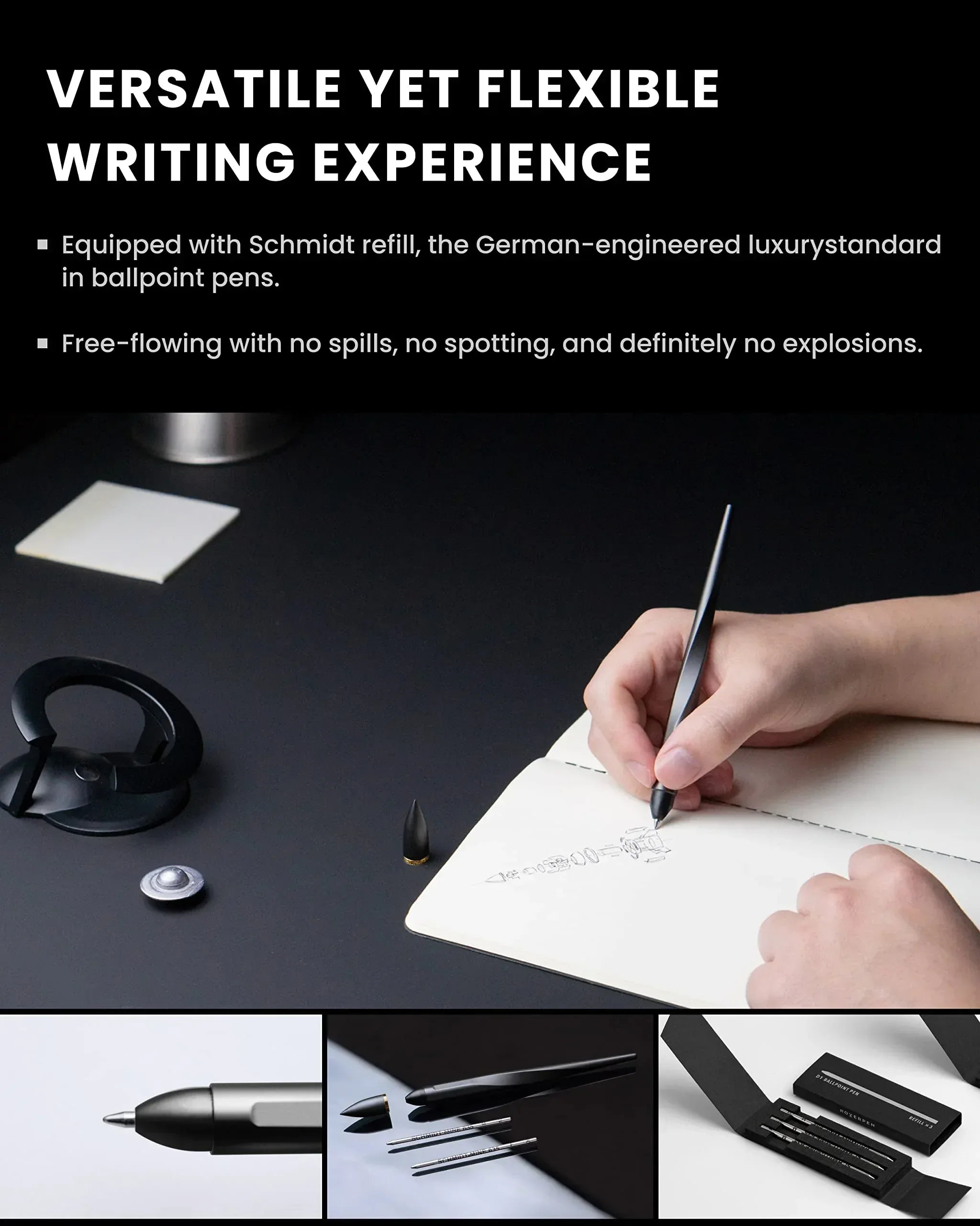 novium Hoverpen Interstellar, Mars Magma, Ballpoint Pen, Unisex, 23.5 Degree Angle, Schmidt Ballpoint Cartridges, Smooth Writing, No Spills, No Spotting, No Explosions - Unique Gift Market