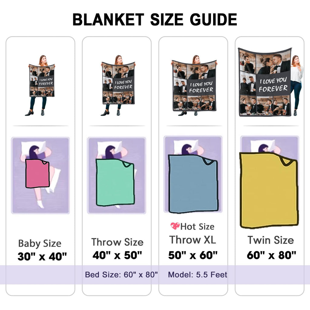 DayOfShe Ships Next Day, Personalized Photo Blankets for Girlfriend Gifts Mom Gifts, Custom Wife Blankets with Picture Flannel Throw Blanket for Boyfriend Couples Gifts