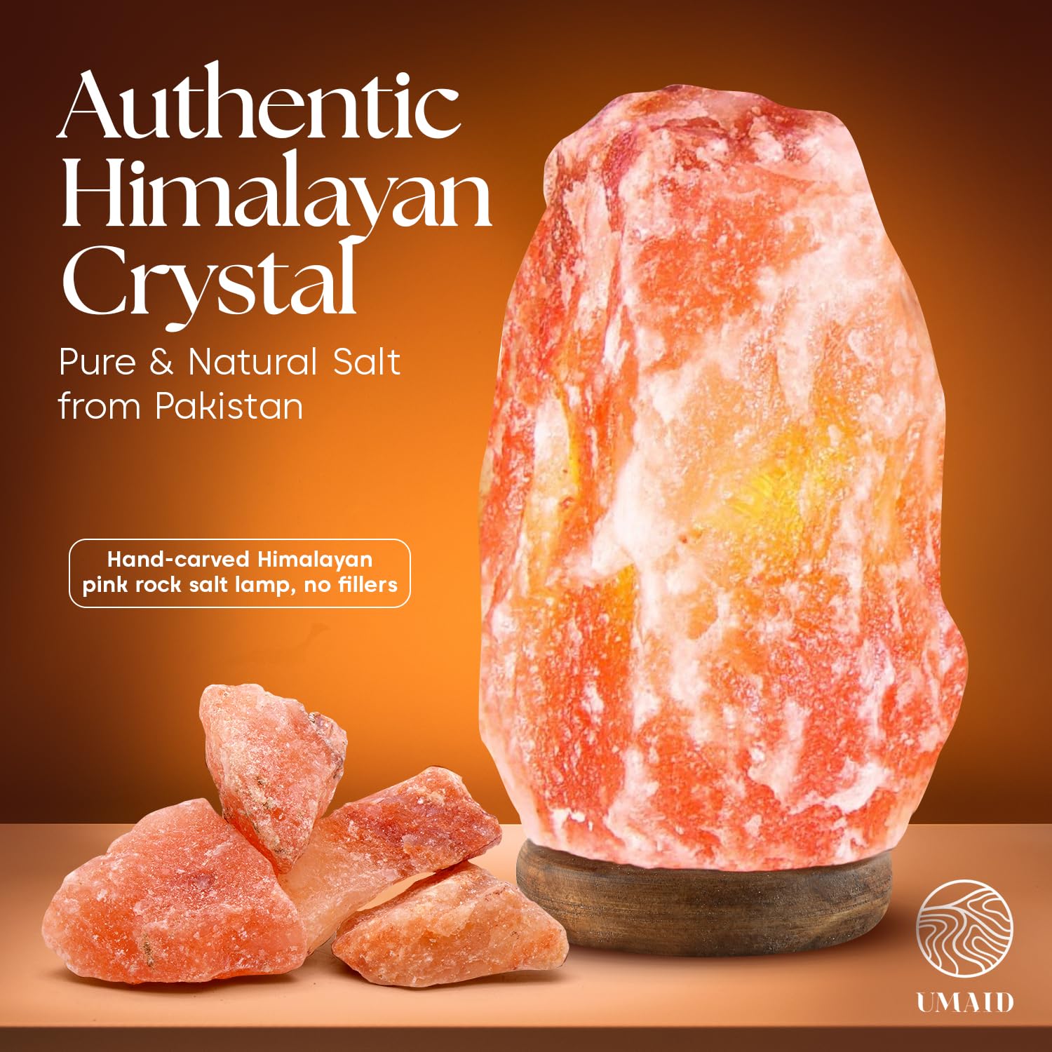 UMAID Himalayan Salt Lamp Bowl with 6 Massage Balls – Dimmable Natural Pink Rock Salt Lamp for Relaxation, Meditation,Yoga, Spa, Office, Bedroom, Wellness, Home Decor, and Unique Gift