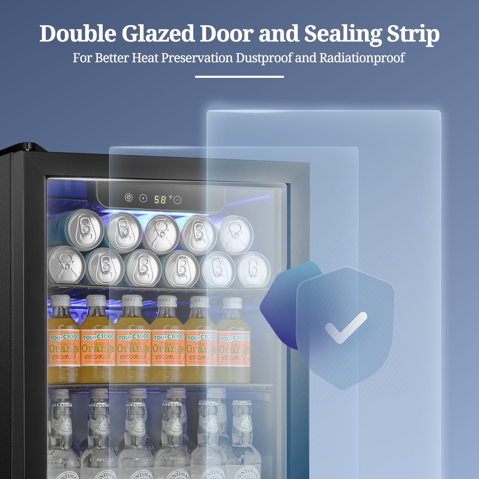 Antarctic Star 18L Beverage Refrigerator Cooler 24Can, Mini Fridge with Quiet Compressor, LED Light,Freestanding Small Fridge with Electronic Temperature Control for Home and Bar(40-61 ℉)