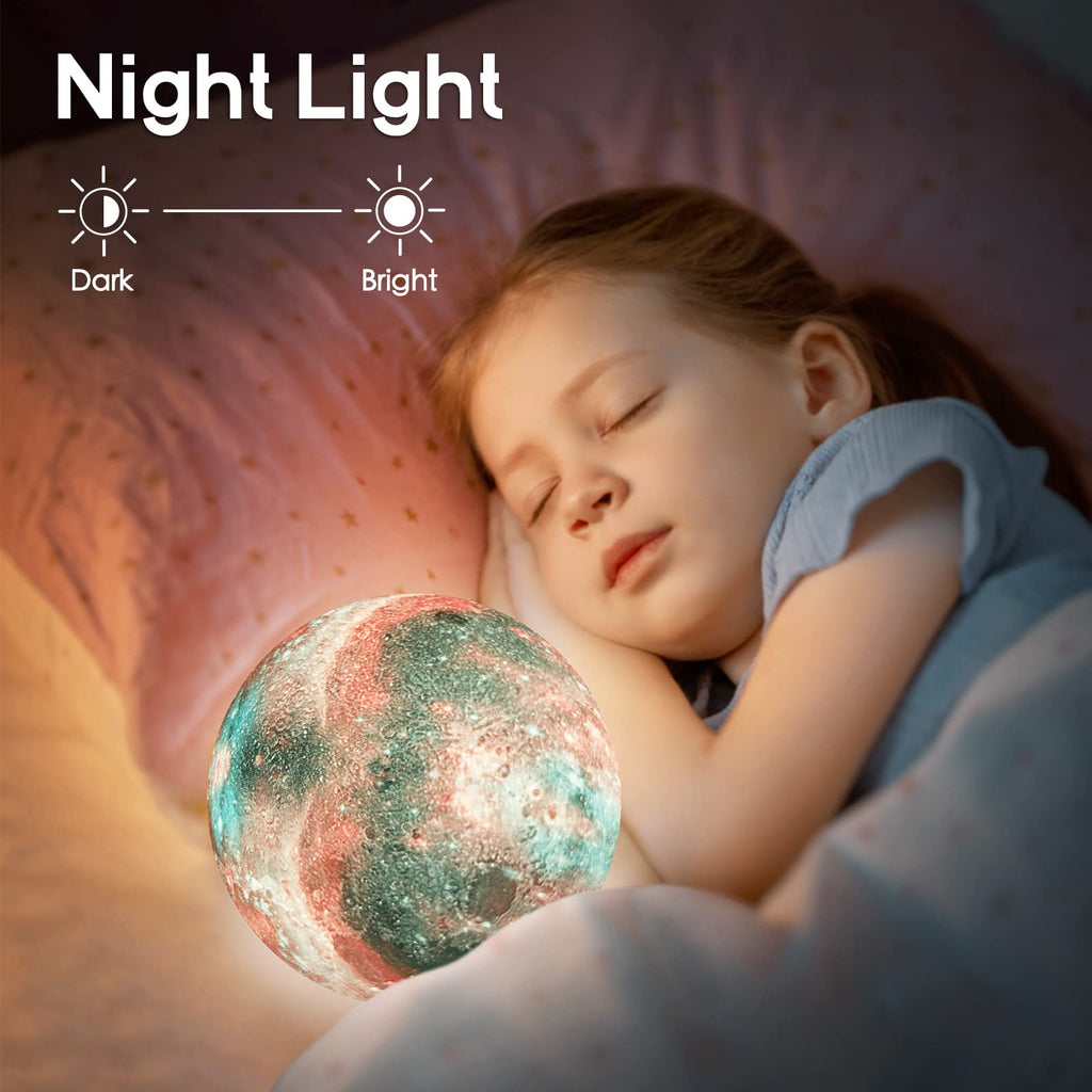 BRIGHTWORLD Moon Lamp Galaxy Lamp 5.9 inch 16 Colors LED 3D Moon Light, Remote & Touch Control Moon Night Light Christmas Gifts for Girls Boys Kids Women Birthday（Wooden Base）