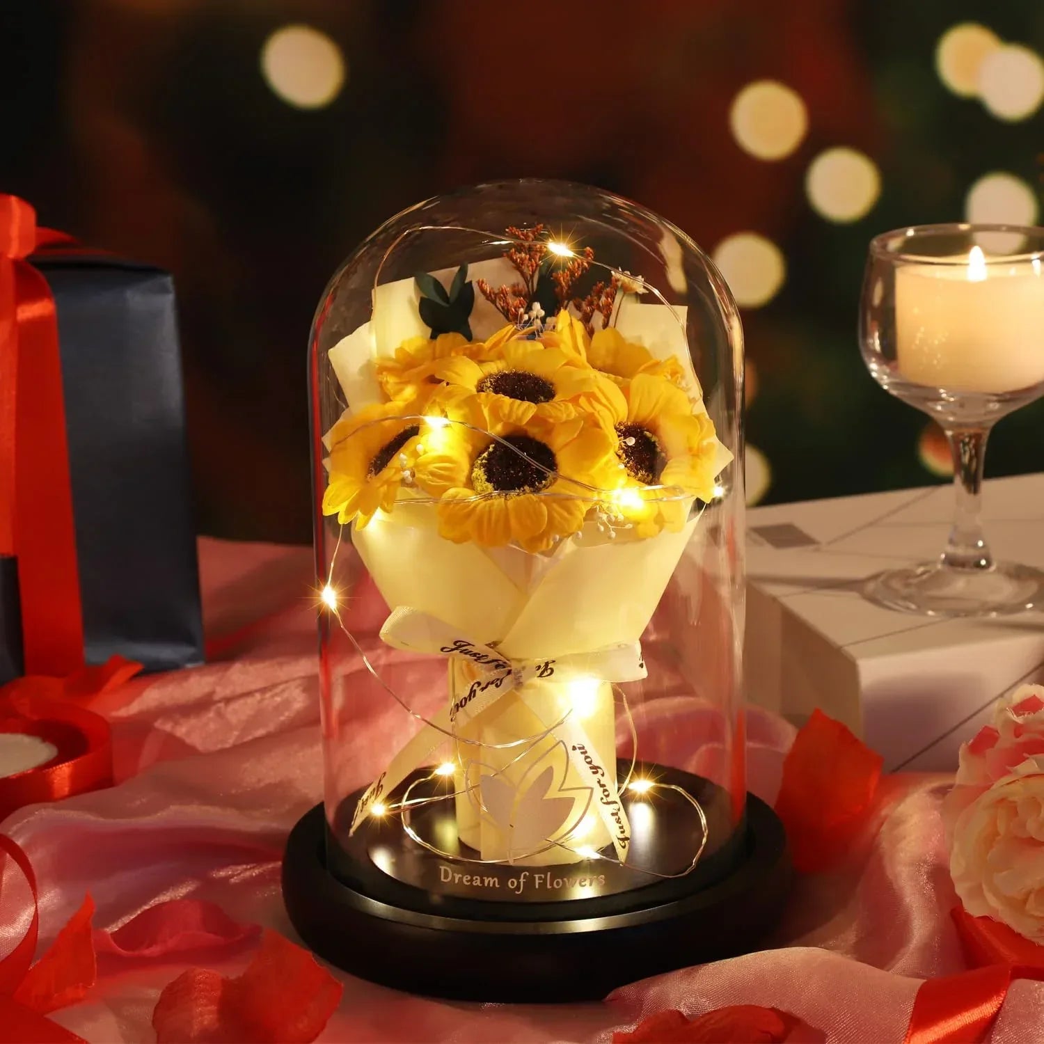 Valentines Day Gifts for Her,Valentines Flower Gifts for Women,Rose in Glass Dome with 2 Light Modes,Light Up Rose Flowers,Valentines Anniversary Birthday Gifts for Women, Mom, Wife, Girlfriend - Unique Gift Market
