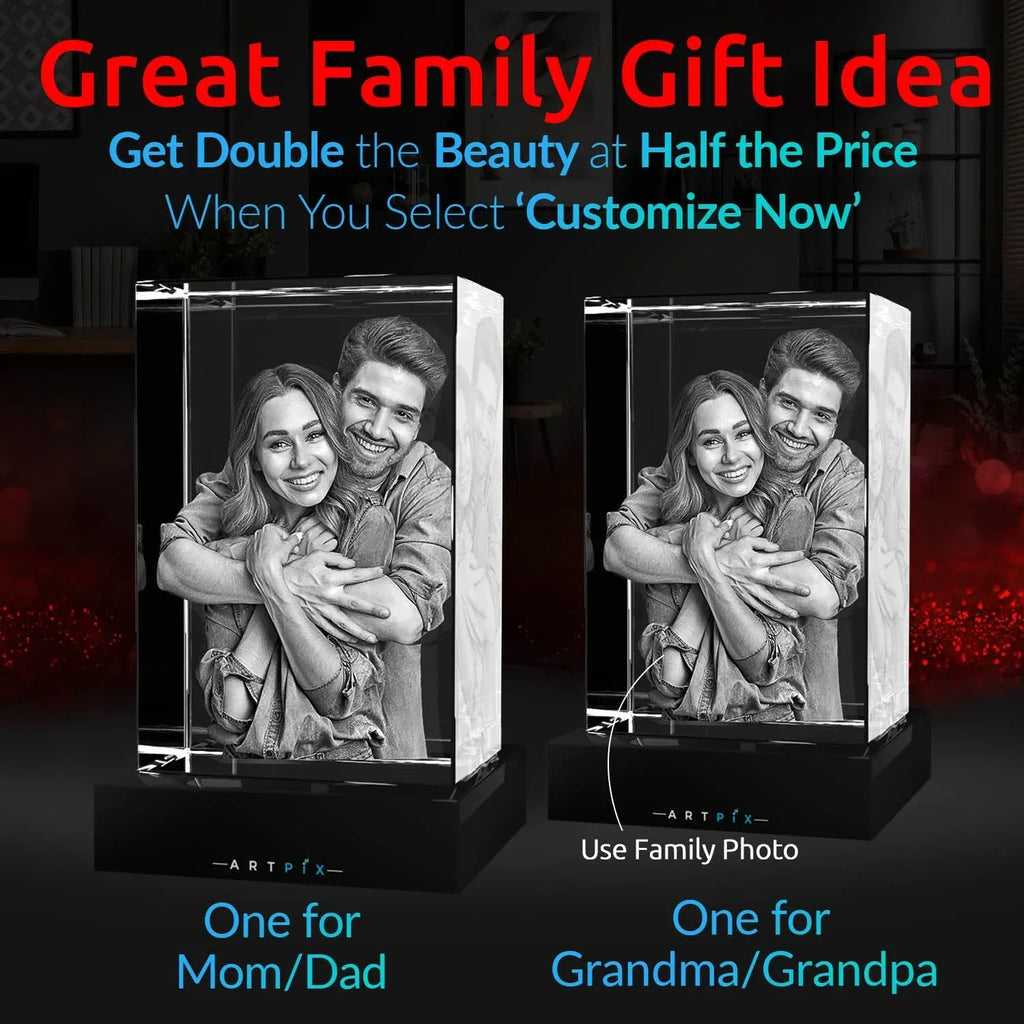 ArtPix 3D Crystal Photo, Valentines Day Personalized Gifts for Women, Wife, Men, Her, Him, Great V-Day Custom Gift With Your Own Photo, Customized Glass 3D Laser Etched Picture Wedding - Unique Gift Market