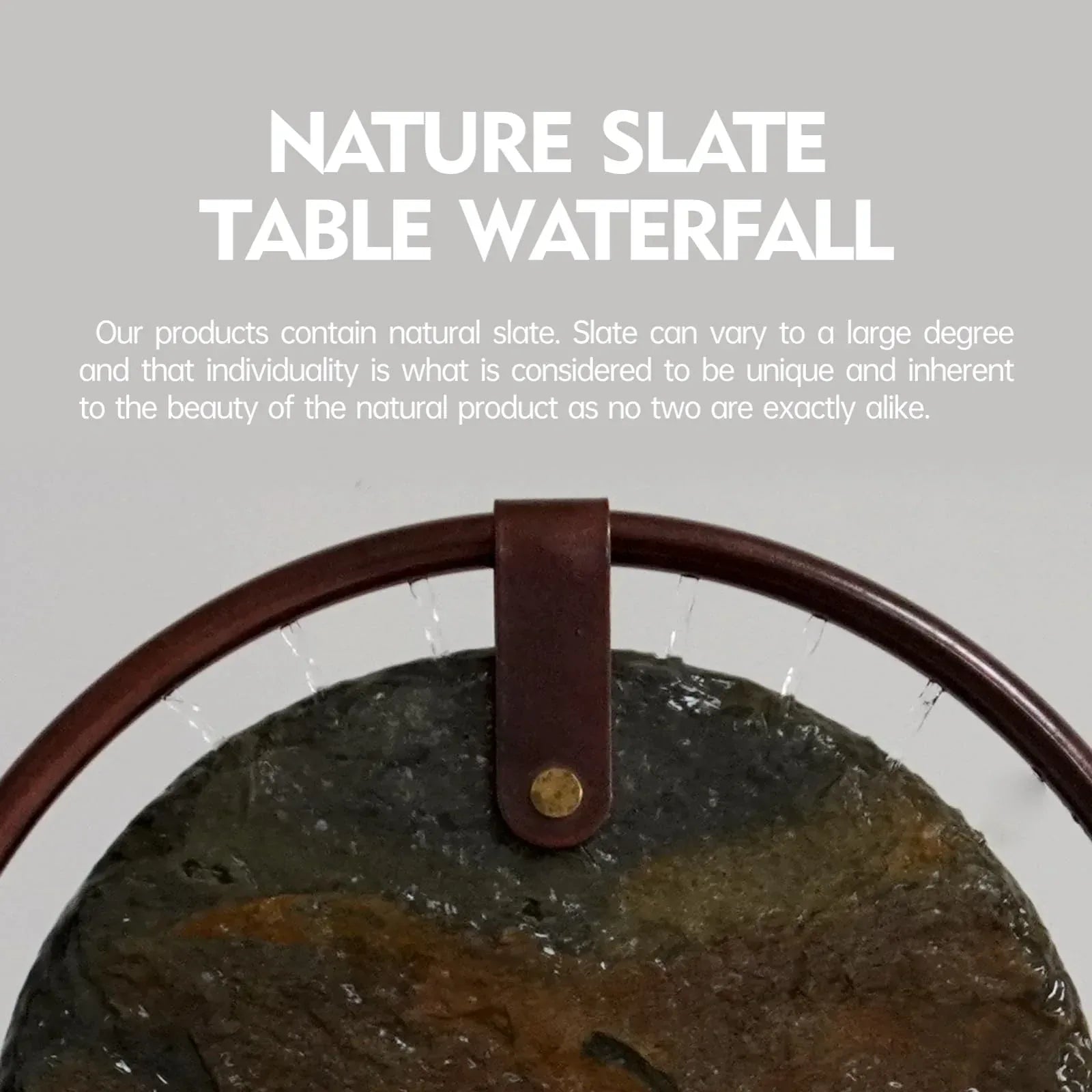 Indoor Tabletop Waterfall Moon Fountain, Home Décor Soothing Rain Sound Meditation Relaxing Fountains, Nature Slate Water Feature with Light for Room Office Desktop Decoration-13 Tall - Unique Gift Market