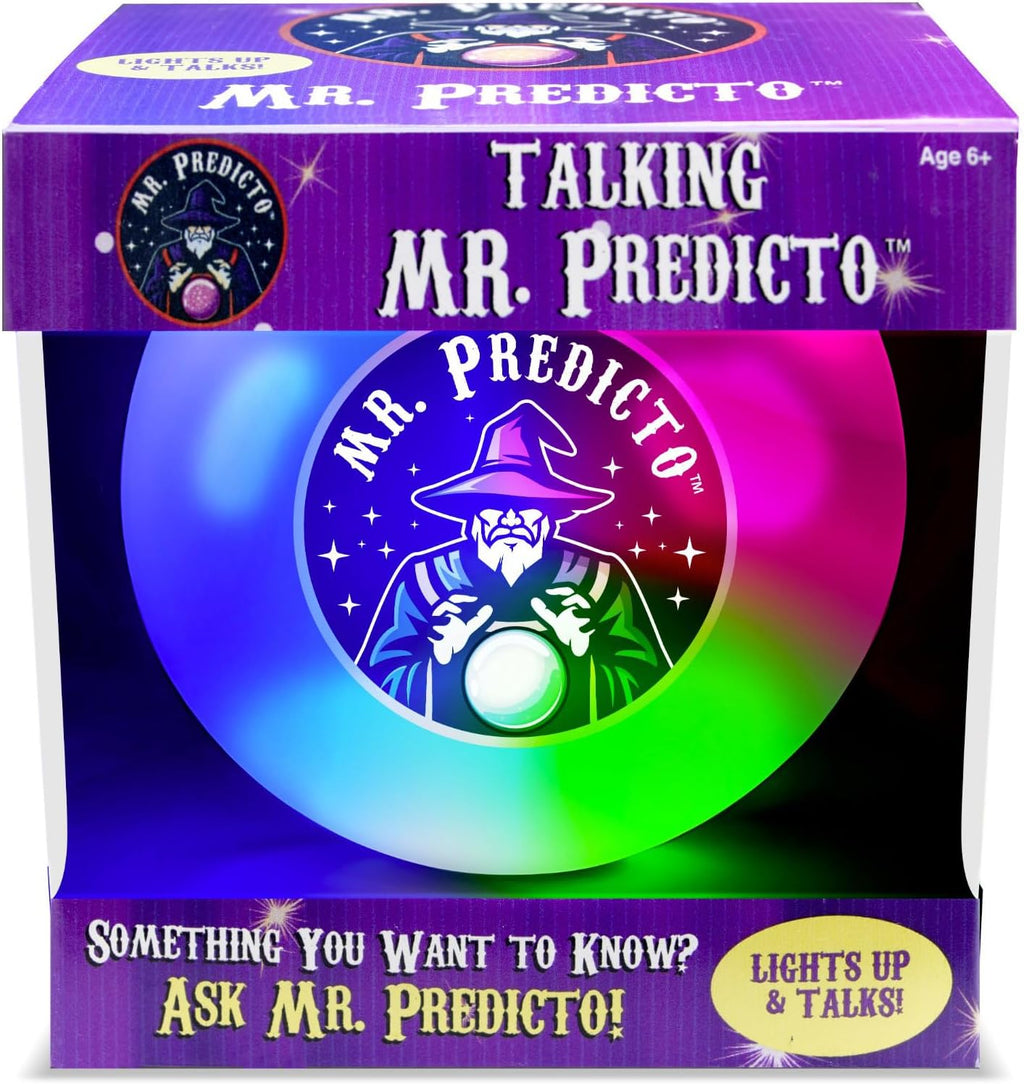 Talking Mr. Predicto Fortune Telling Ball - Ask a Question & He Speaks Your Answer Out Loud - Color Changing Plastic Crystal Ball Toy with 30+ Mystical Responses - Gag Gift for Kids, Teens & Families
