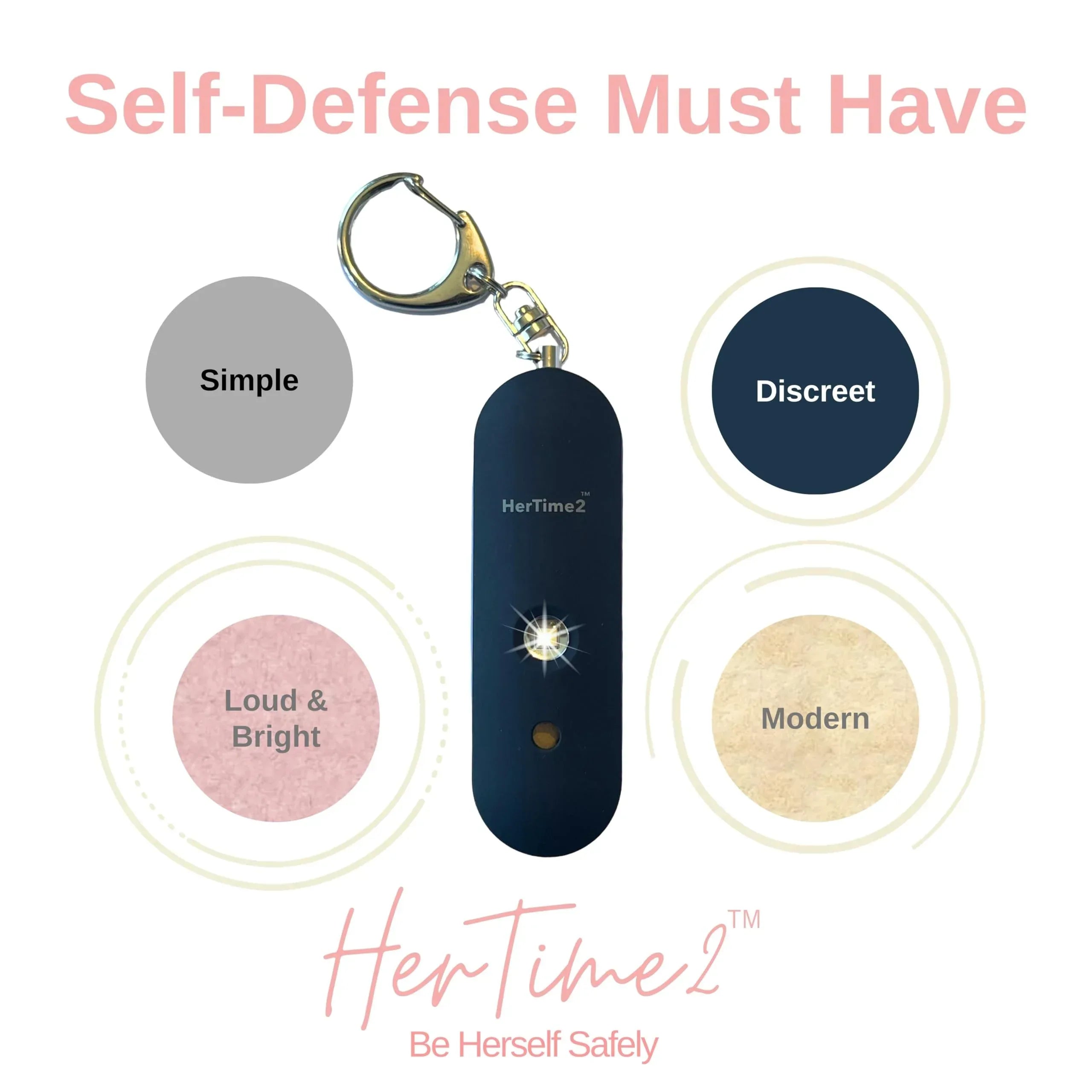 Personal Safety Alarm – Travel Safe Waterproof – Gift for Women College Girls – Self Defense Keychain – Extra Loud Siren – Strobe Light – Cute Key Chains Protection (Rose Gold) - Unique Gift Market