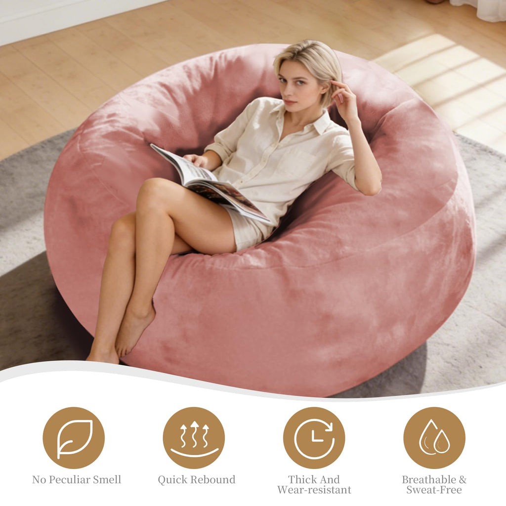 Big Beanbag Chairs for Adults ，6FT Bean Bag Chair with Filler Memory Foam Chair Super Soft Plush, Living Room Furniture, Suitable for bedrooms, Comfy Lounge Reading Chairs Birthday Gifts for Women Mom
