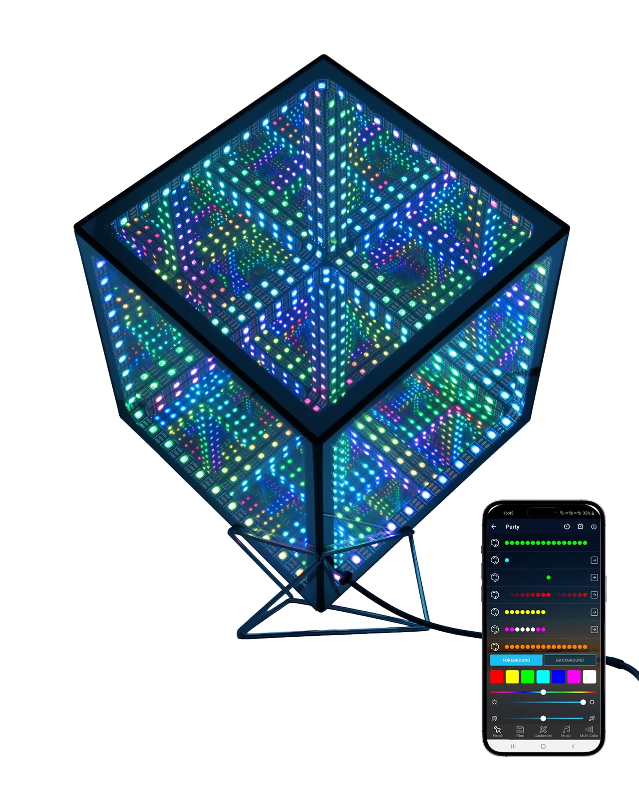 Infinity Hyper Cube LED Table Light, Color-Changing Music-Sync APP-Controlled Ambient Light for Gaming, Party, Home (6.5Inches)