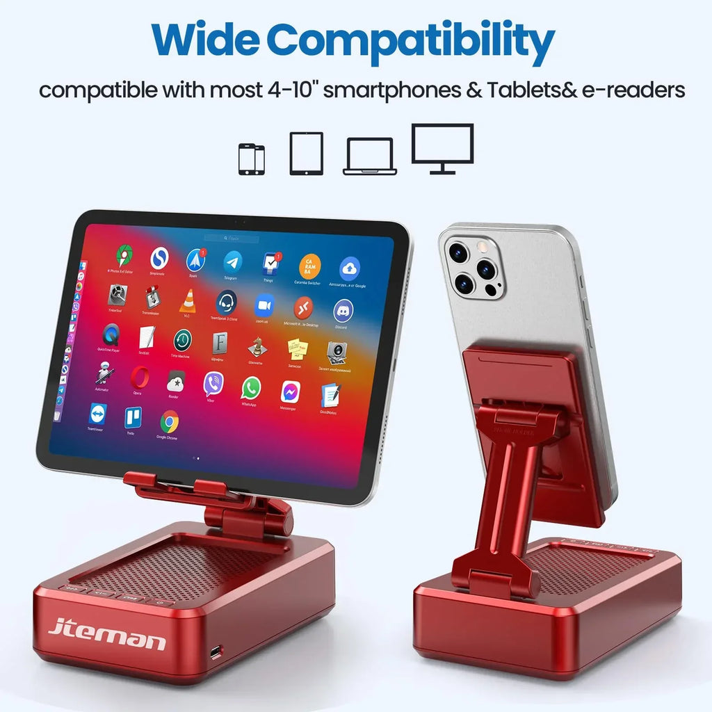Cell Phone Stand with Wireless Bluetooth Speaker and Anti-Slip Base HD Surround Sound Perfect for Home and Outdoors with Bluetooth Speaker for Desk Compatible with iPhone/ipad/Samsung Galaxy - Unique Gift Market