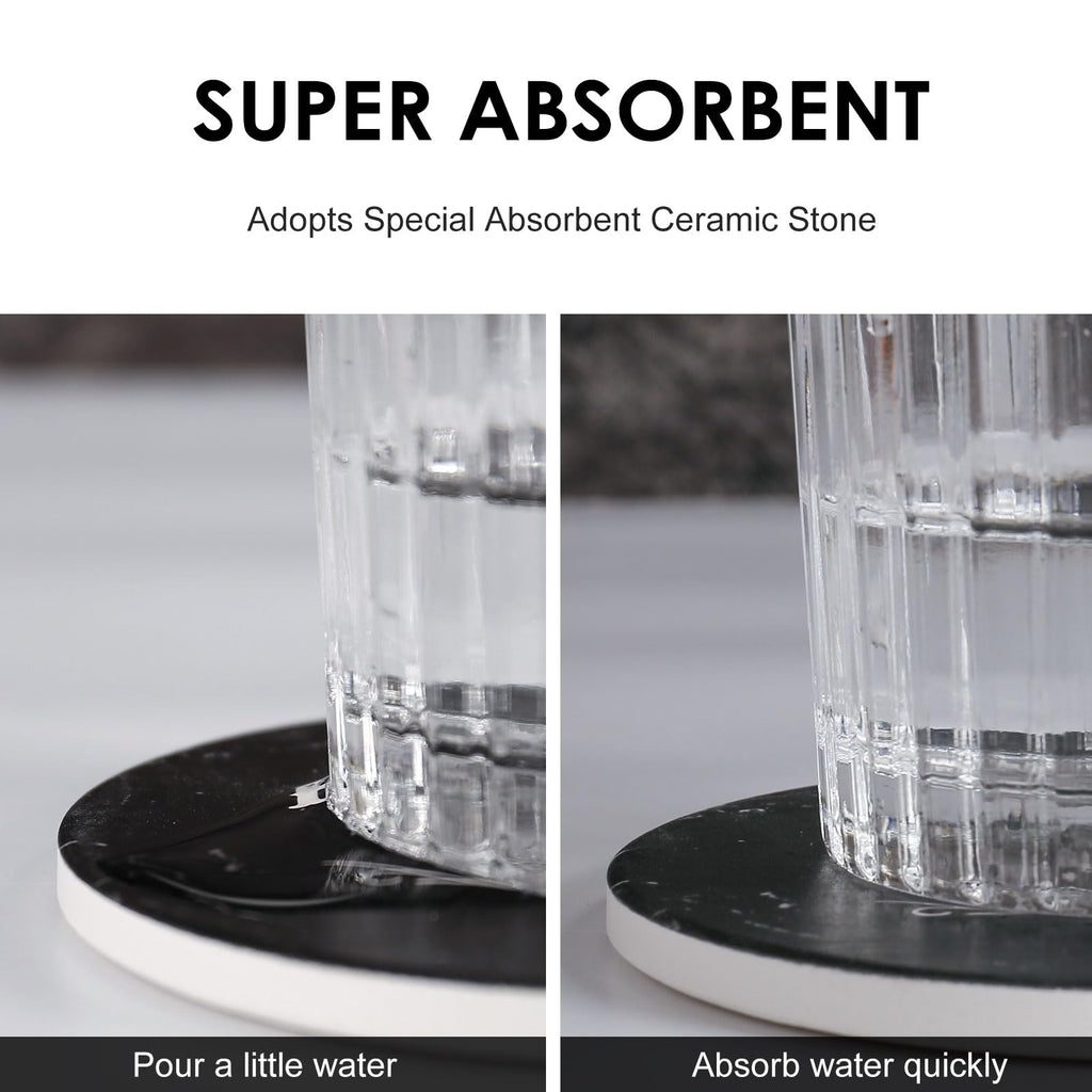 Funny Drink Coasters Ceramic Absorbent Coasters, Don't up The Table Unique Stone Drink Coaster with Cork Back for Coffee Table, Living Room, Family and Friends (Round-White, 6)