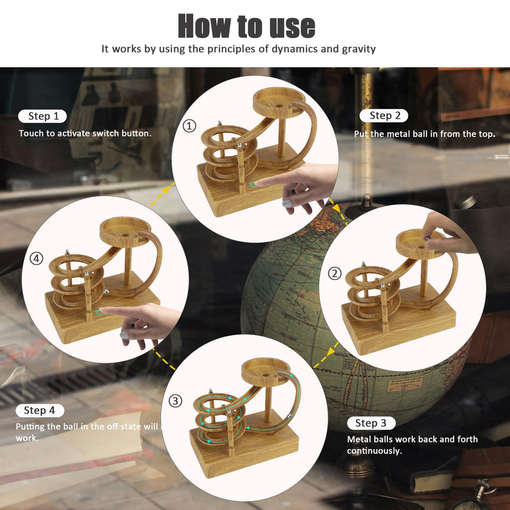 Kinetic Art Perpetual Motion Machine, Physical Balance Kinetic Energy Model, Newtons Science Physics Gadgets, Non-Stop Rolling Ball Toys, Balance Stress Relief Creative Gifts for Friends and Family