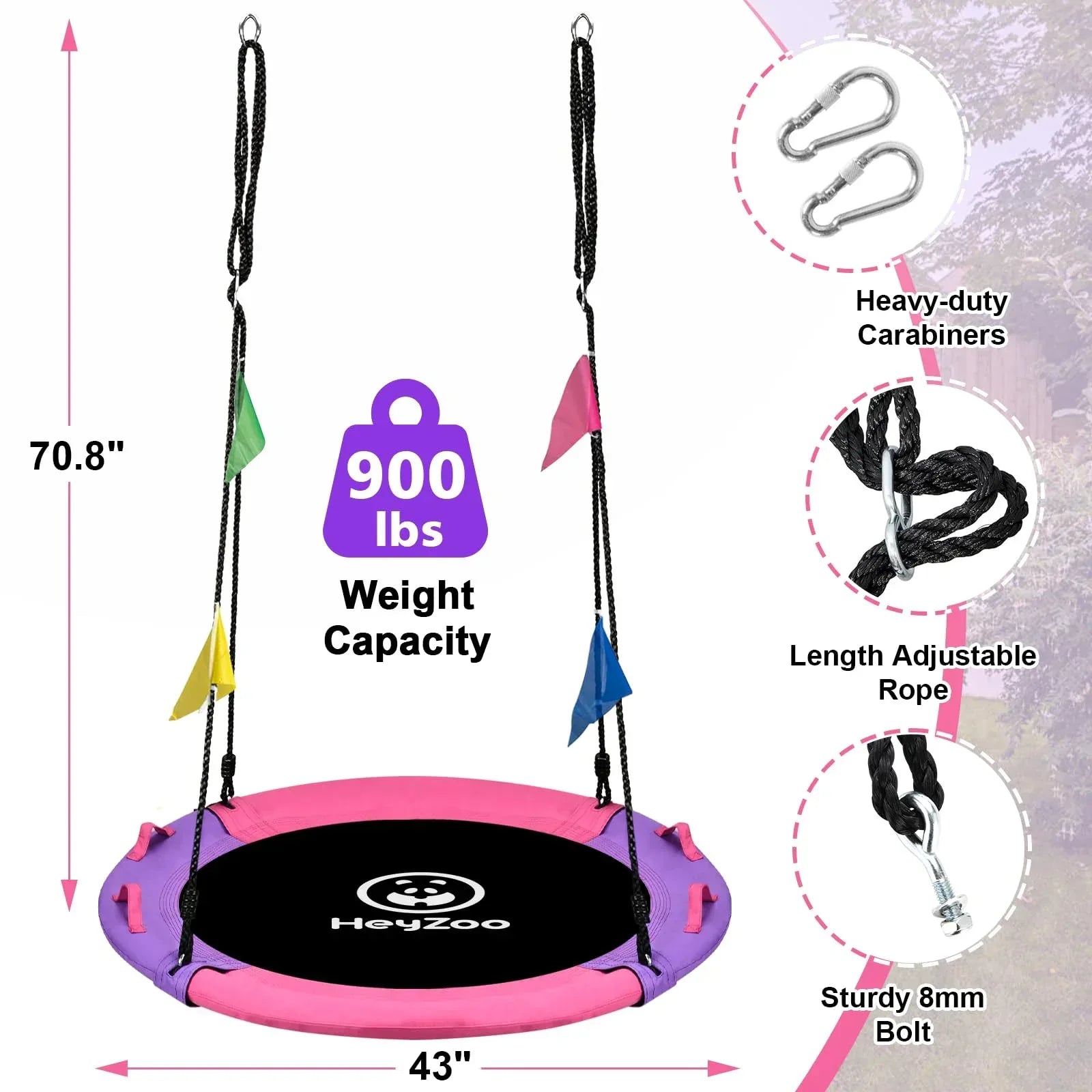 43 Inch Tree Swing, 900lbs Weight Capacity Saucer Swing Sets for Kids & Adults, with 360 Degree Swivel and Adjustable Hanging Strap, Green and Blue - Unique Gift Market