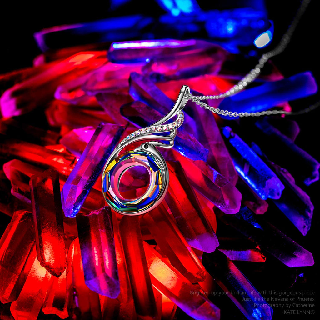 Kate Lynn "Rise From the Ashes Phoenix Necklace Made with Crystals from Austria, 18"+2" Necklace, Packaged with Jewelry Box, Birthday Gift for Women, Symbol of Luck and Renewal