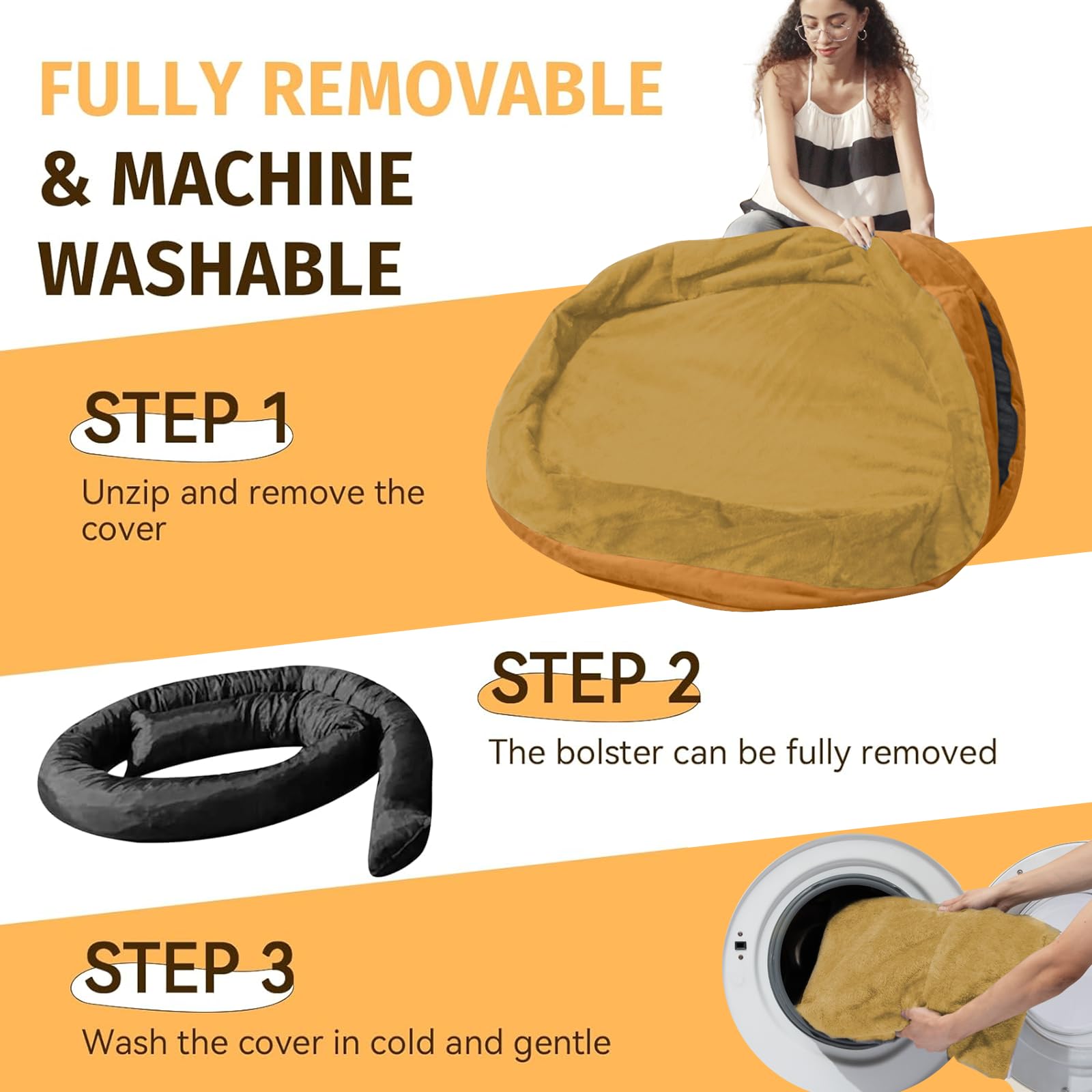 Giant Human Dog Bed for Adults and Pets, 74"x50"x12" Durable Memory Foam for Full-Body Comfort, Waterproof & Machine Washable Cover, Family Shared Lounger for Any Room, Grey