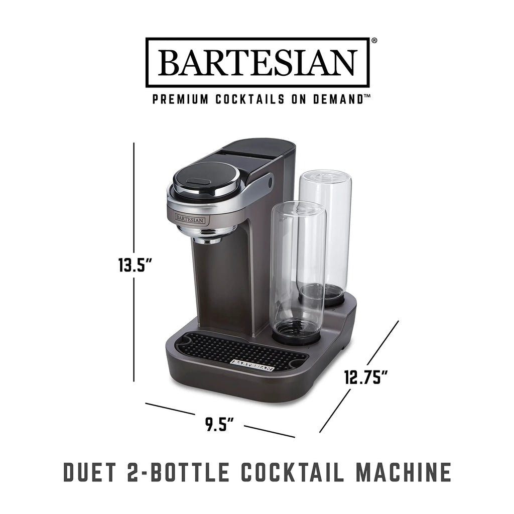 Bartesian Professional Cocktail Machine and Margarita Maker - High Capacity Bar Cocktail Mixer with 5 Premium Glass Bottles for Parties and Entertaining - Push-Button Technology and Easy Clean Design - Unique Gift Market