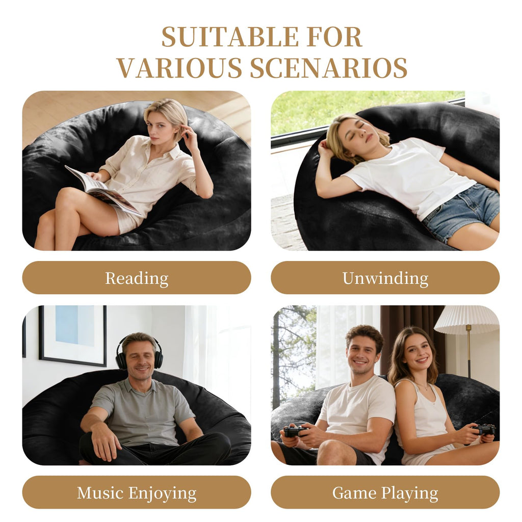 Big Beanbag Chairs for Adults ，6FT Bean Bag Chair with Filler Memory Foam Chair Super Soft Plush, Living Room Furniture, Suitable for bedrooms, Comfy Lounge Reading Chairs Birthday Gifts for Women Mom