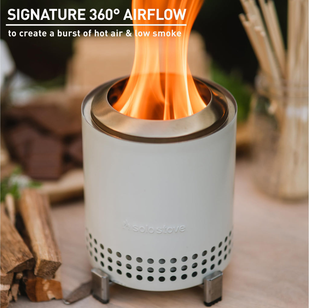 Solo Stove Mesa XL, 7 Inch Tabletop Fire Pit with Stand - Smokeless, Stainless Steel Fire Pit for Camping, Outdoor & Patio- Wood Burning or Pellet Fueled Portable Bonfire, 2.3lbs, Ash