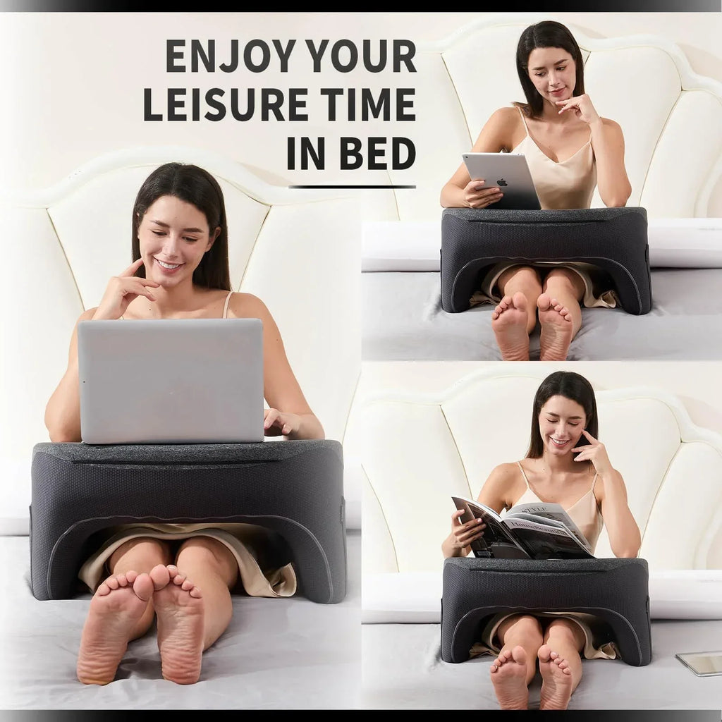 Reading Pillow for Gaming, Extra Large Laptop Pillow for Adult, Memory Foam Lap Desk Gaming Pillow for Reading, Working, Playing Steam Deck Switch or Sitting in Bed Floor Sofa(Grey) - Unique Gift Market