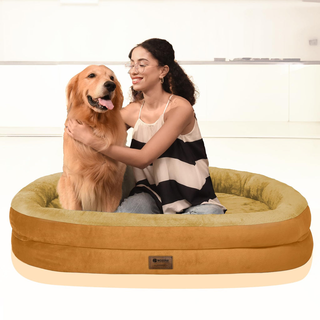 Giant Human Dog Bed for Adults and Pets, 74"x50"x12" Durable Memory Foam for Full-Body Comfort, Waterproof & Machine Washable Cover, Family Shared Lounger for Any Room, Grey