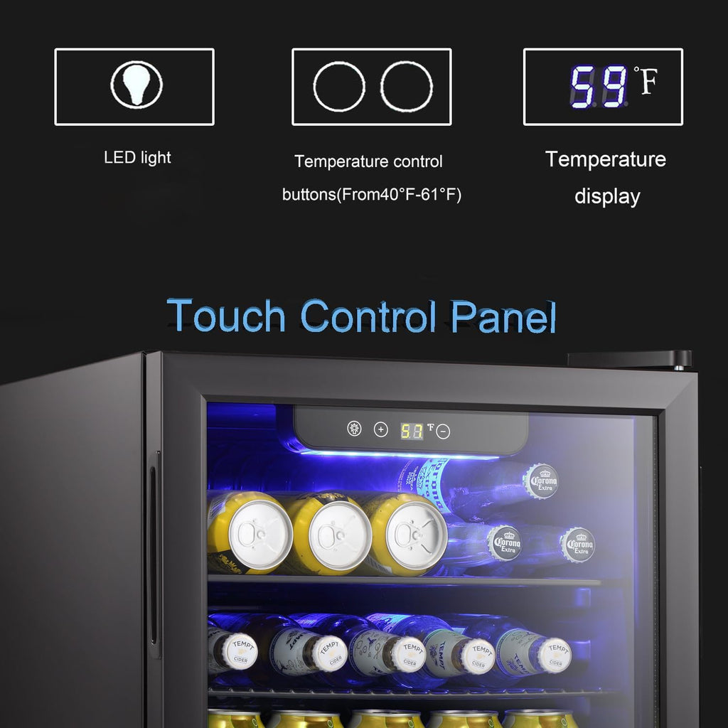 Antarctic Star 18L Beverage Refrigerator Cooler 24Can, Mini Fridge with Quiet Compressor, LED Light,Freestanding Small Fridge with Electronic Temperature Control for Home and Bar(40-61 ℉)