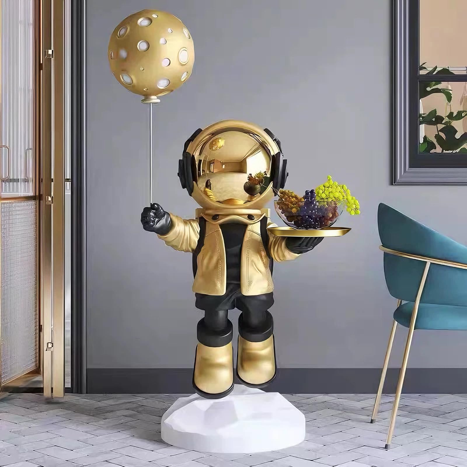 Astronaut Statue, Spaceman Sculpture, Home Decor Sculpture, Cool Metal mask Decoration, Large Spaceman Figurine Decoration