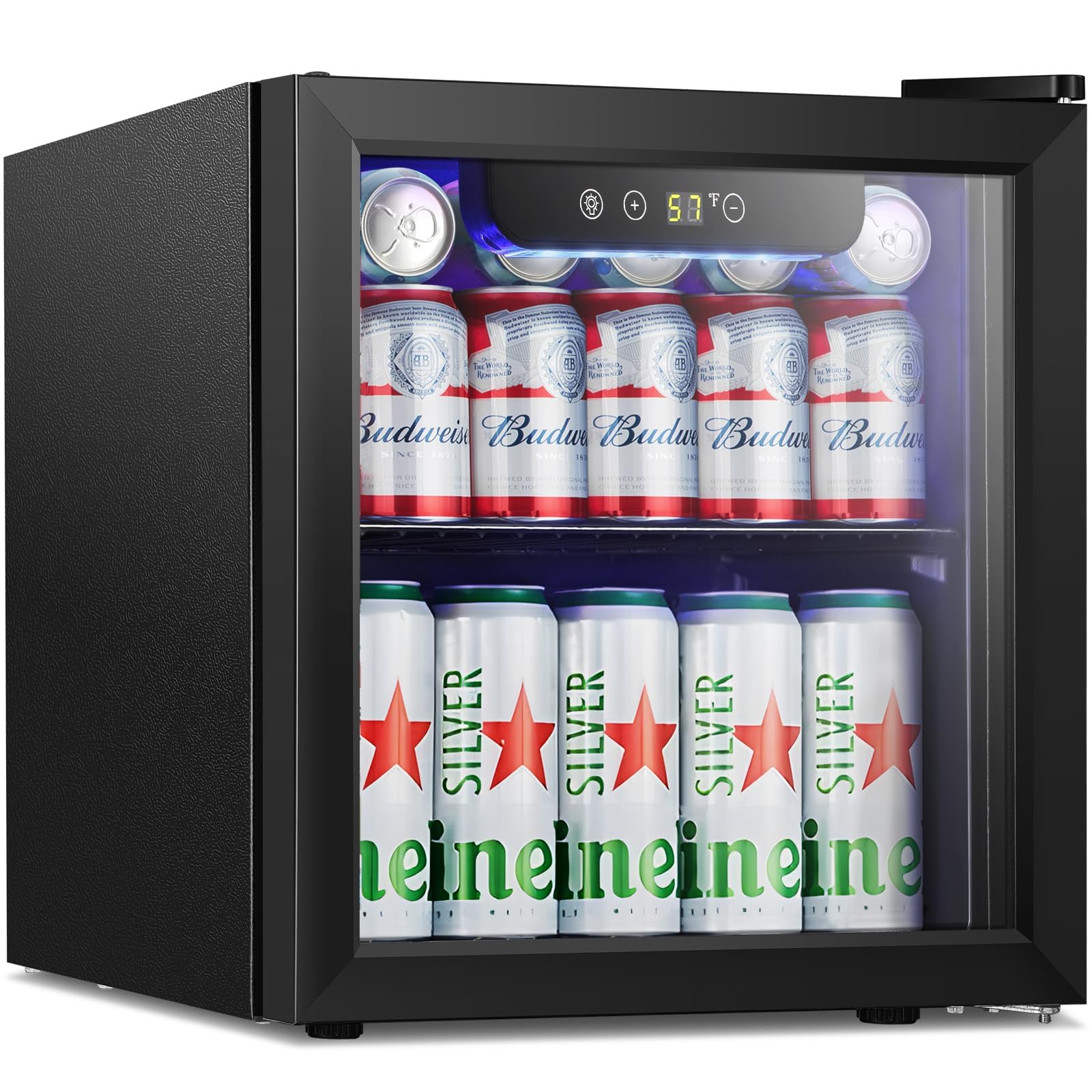 Antarctic Star 18L Beverage Refrigerator Cooler 24Can, Mini Fridge with Quiet Compressor, LED Light,Freestanding Small Fridge with Electronic Temperature Control for Home and Bar(40-61 ℉)