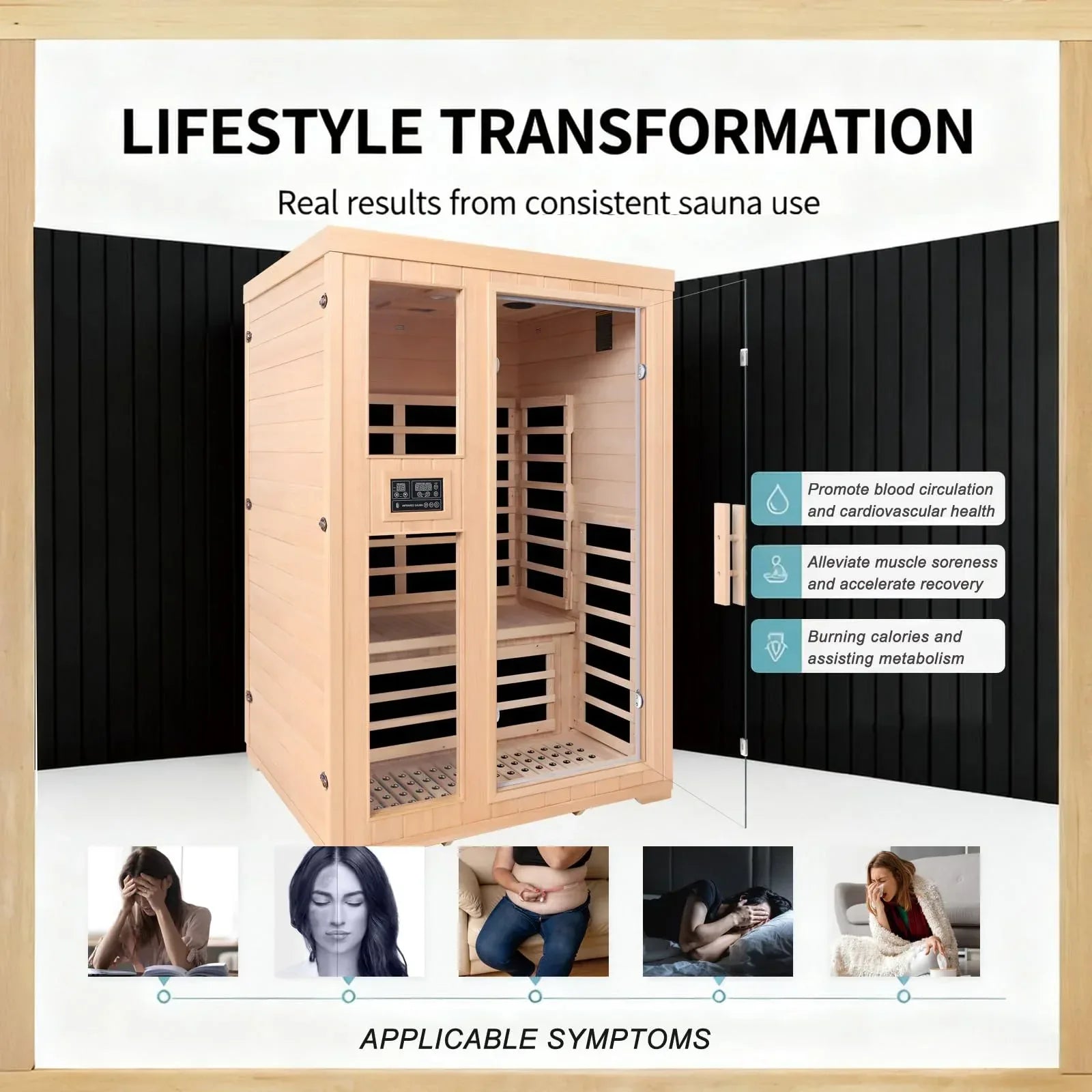 Far Infrared Sauna for 1 Person - 1050W Fast Heating, Canadian Hemlock Wood Home Sauna with Bluetooth Speaker, Chromotherapy & Oxygen Ionizer Easy Assembly Indoor Sauna for Relaxation, Detox, Home Gym - Unique Gift Market
