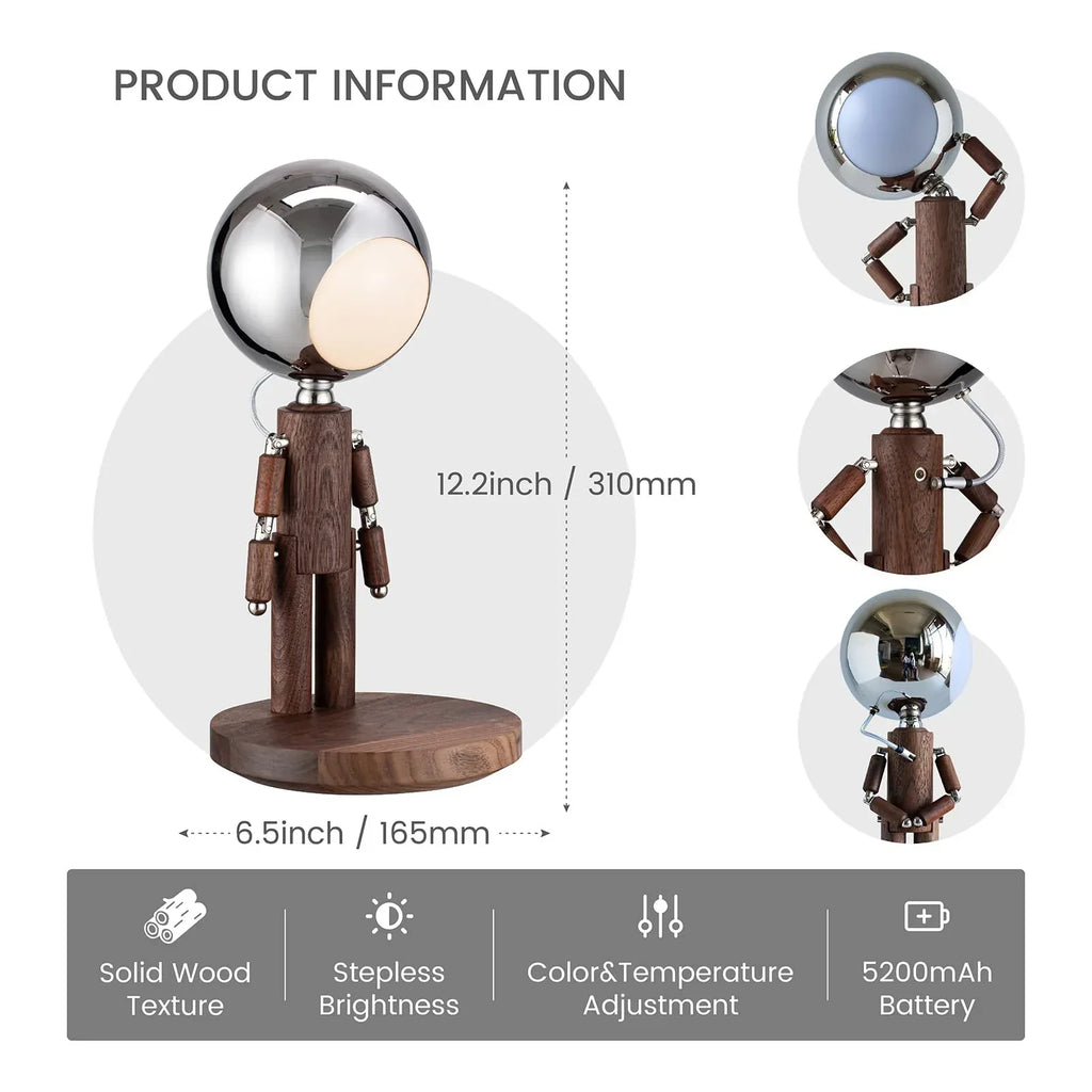 Cordless Table Lamp, Rechargeable Wooden Table Lamp with Touch Control & Adjustable Brightness, Cordless Decorative Bedside Lamp for Bedroom, Home Decor & Unique Gifts, Black Walnut - Unique Gift Market