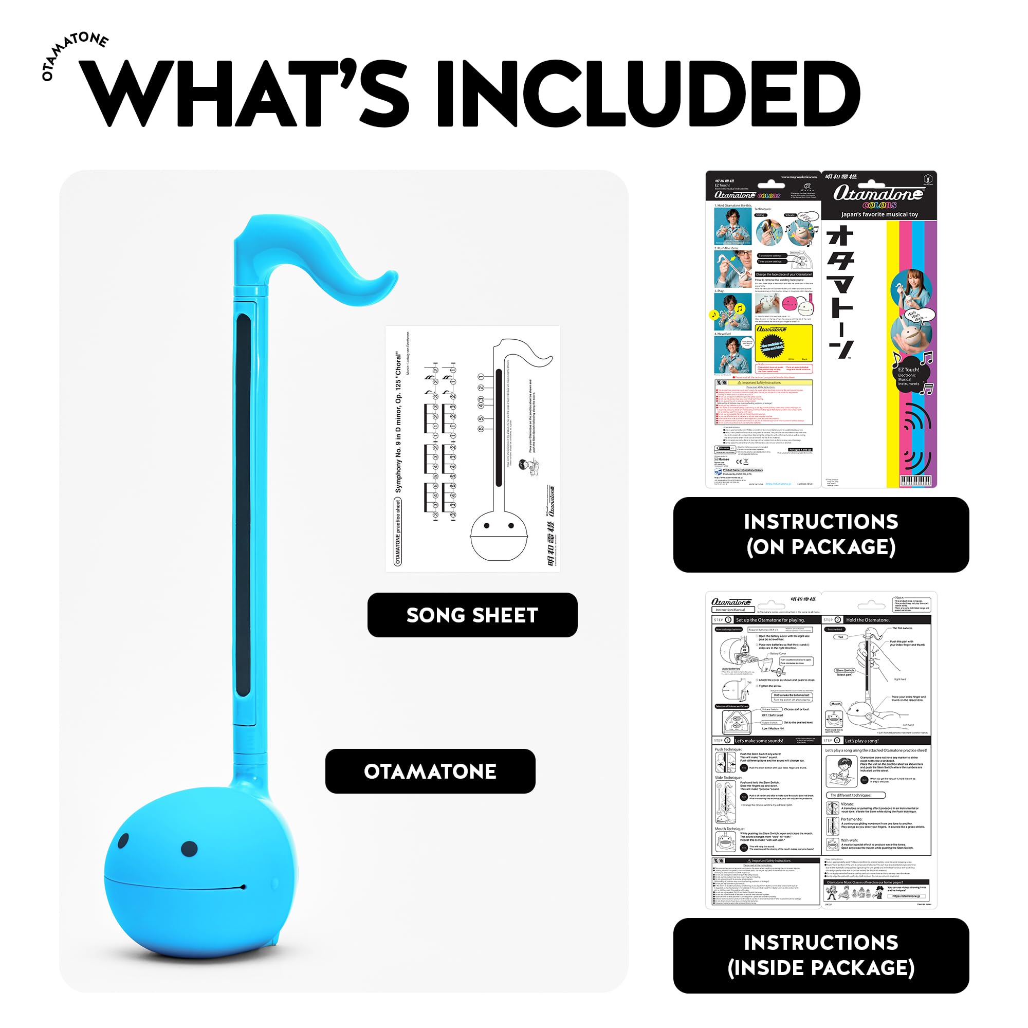 Otamatone Japanese Electronic Musical Instrument Portable Music Synthesizer from Japan by Maywa Denki Studio Award Winning, Educational Fun Gift for Children, Teens & Adults - Black