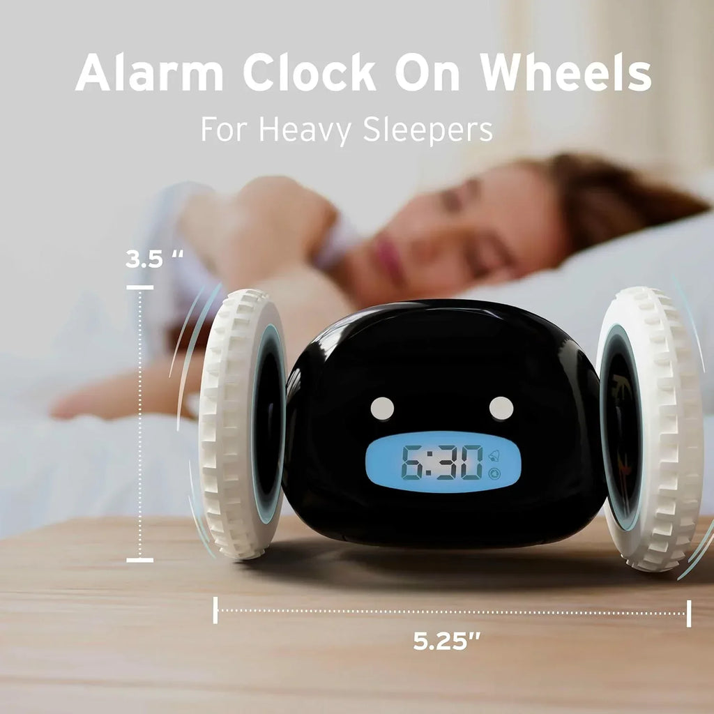 CLOCKY Alarm Clock on Wheels – Loud Rolling Alarm Clock for Heavy Sleepers | Runaway Clock That Jumps & Runs to Wake You Up | Funny Unique Gift for Adults, Teens & Kids Bedrooms (Black) - Unique Gift Market