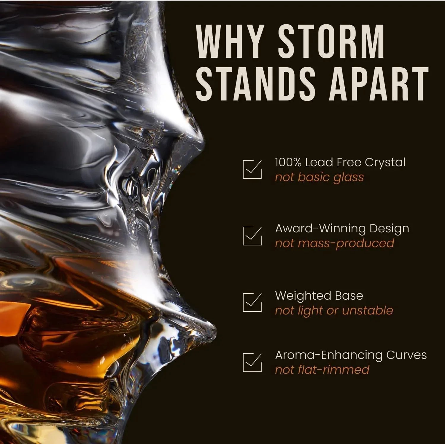 TSUKIGLASS® Storm Premium Japanese Crystal Whisky Glasses Set of 4 - Gift Ready Box, 100% Ultra Clarity Lead-Free Crystal, 10oz Tumblers for Bourbon, Scotch & Cocktails, Luxury Gift for Men - Unique Gift Market