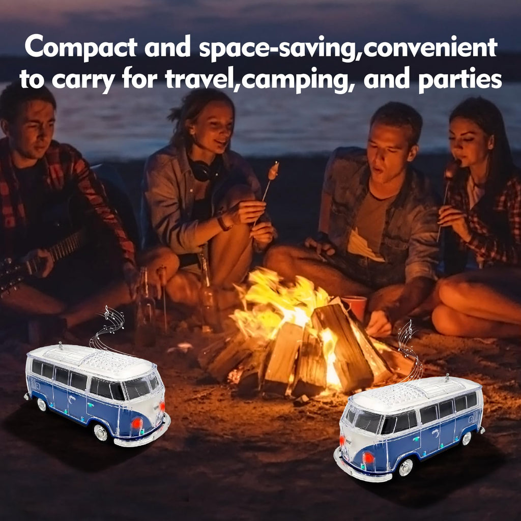 Mini Bus Bluetooth Speaker with Microphone, Portable Speaker Bluetooth, Small Speakers Bluetooth Wireless, LED Light, USB/TF, Car Design, Gift for Men, Men Birthday Gift Ideas (Green)