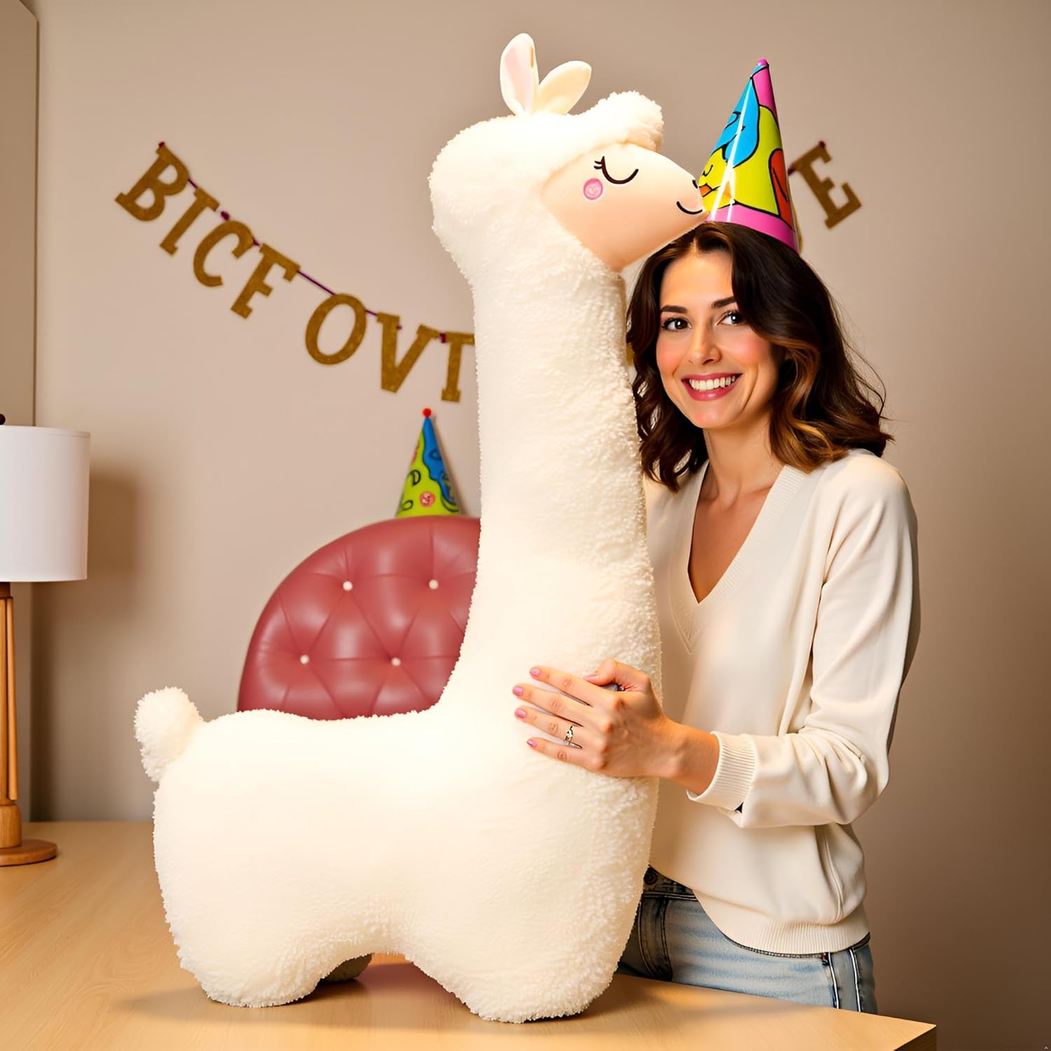 Ryttir 40 Inch 15% Chubbier Large Llama Stuffed Animal,Soft Weighted Alpaca Plush Stuffed Llamas Body Pillow for Kids and Adults - Perfect Valentine Llama Gifts for Cuddling and Room Decoration